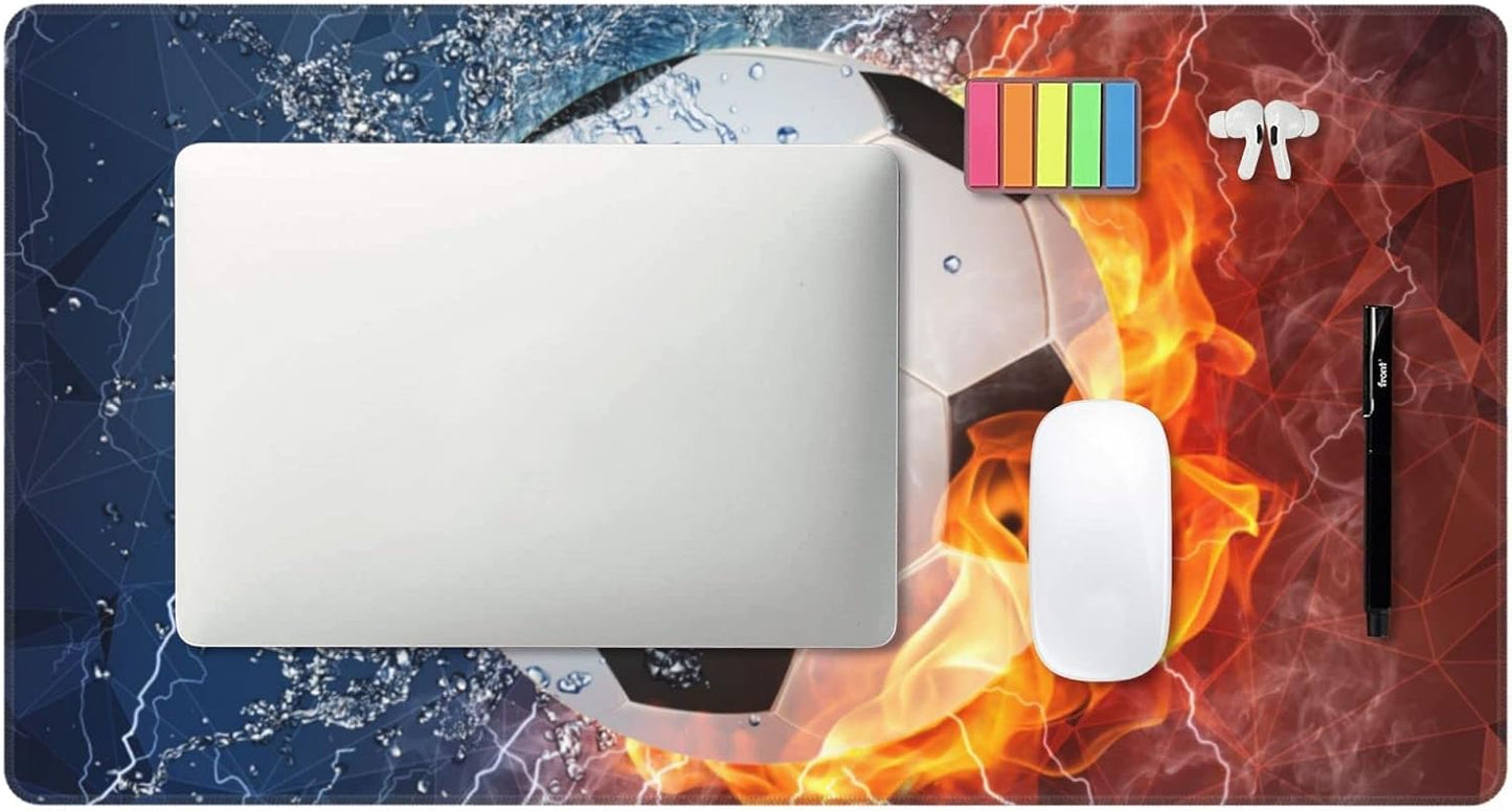 Soccer Ball Large Mouse Pad, 29.5 x 15.8 Inch, Extended Gaming Mouse Pad, Sports-Themed Computer Keyboard Mat for Home Office and Gaming Work