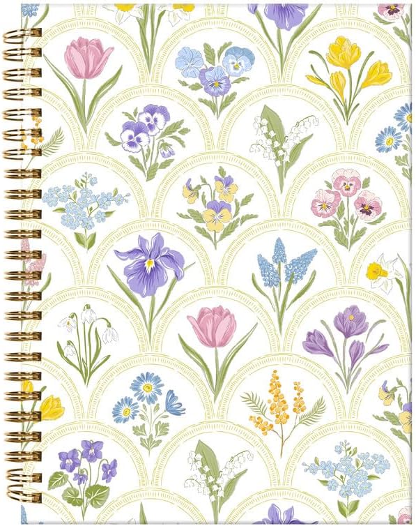 Spiral Journal Notebook,A5 Hardcover Lined Journals for Women Girl 6 x 8.3 in,120 Pages Thick Paper,Cute College Ruled Writing Notebook for Gifts Office Work School(Spring Garden Flower)