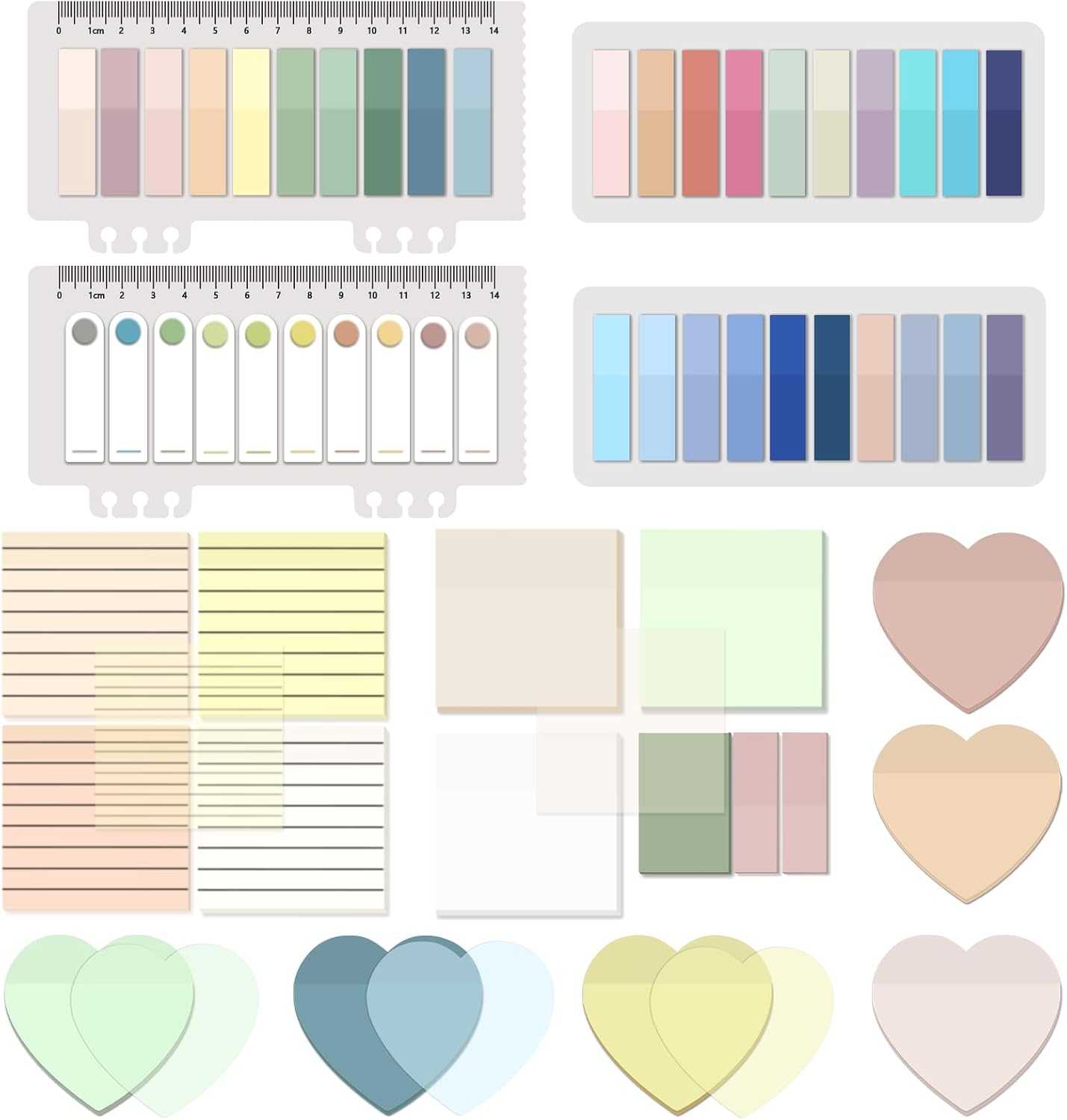 BAYTORY 1600 Sheets Transparent Sticky Notes with Lined, Clear Waterproof 3 x 3 inch See Through Memo Pad, Self-Adhesive Translucent Writable Index Tabs for Annotating Books