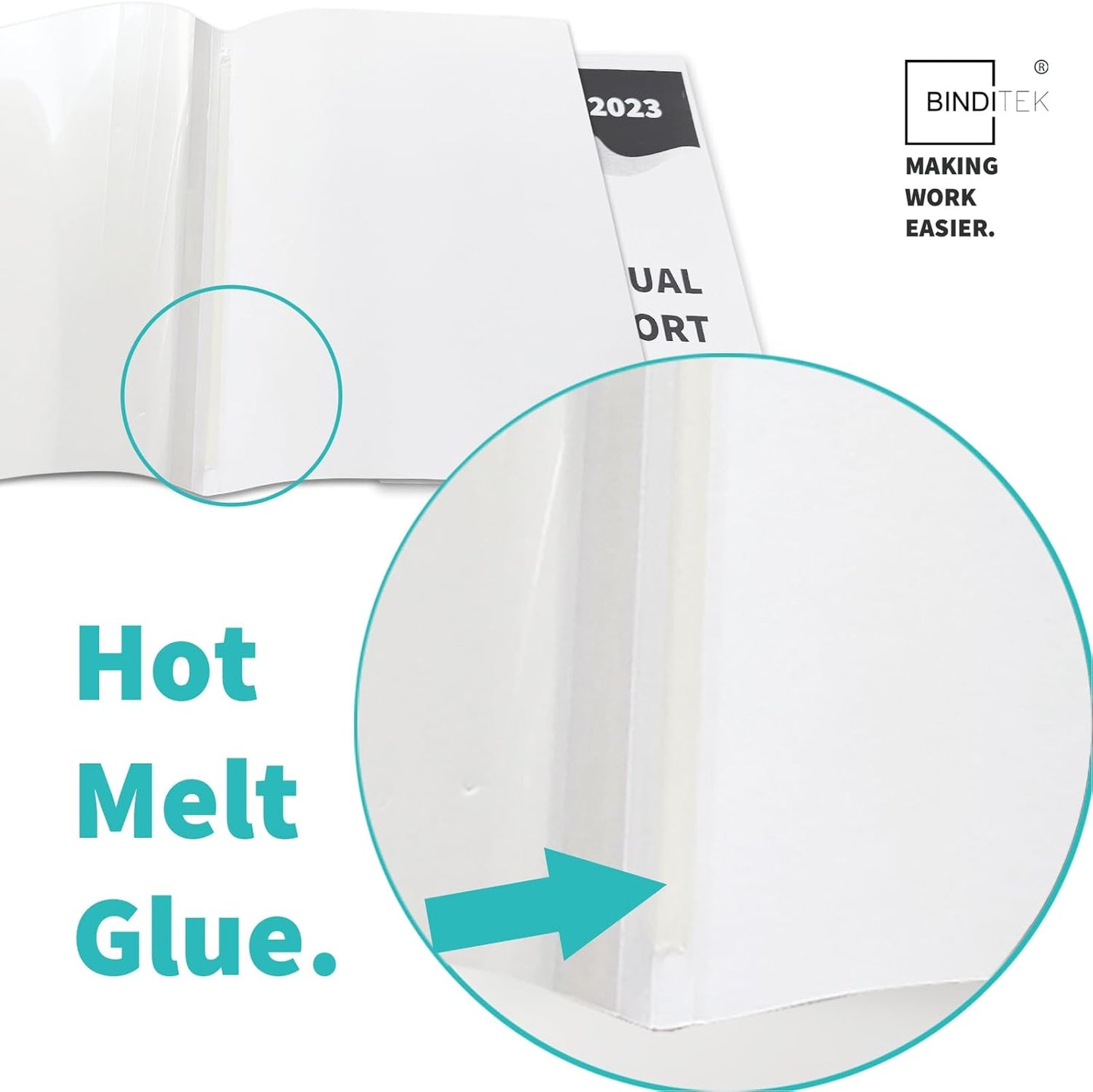 Binditek 10 Pack Thermal Binding Presentation Covers, 1/16 Inch Spine, Holds 15 Sheets, Ultra Clear Front Cover, White Paper Back Cover, Letter Size, for Students and Coworkers