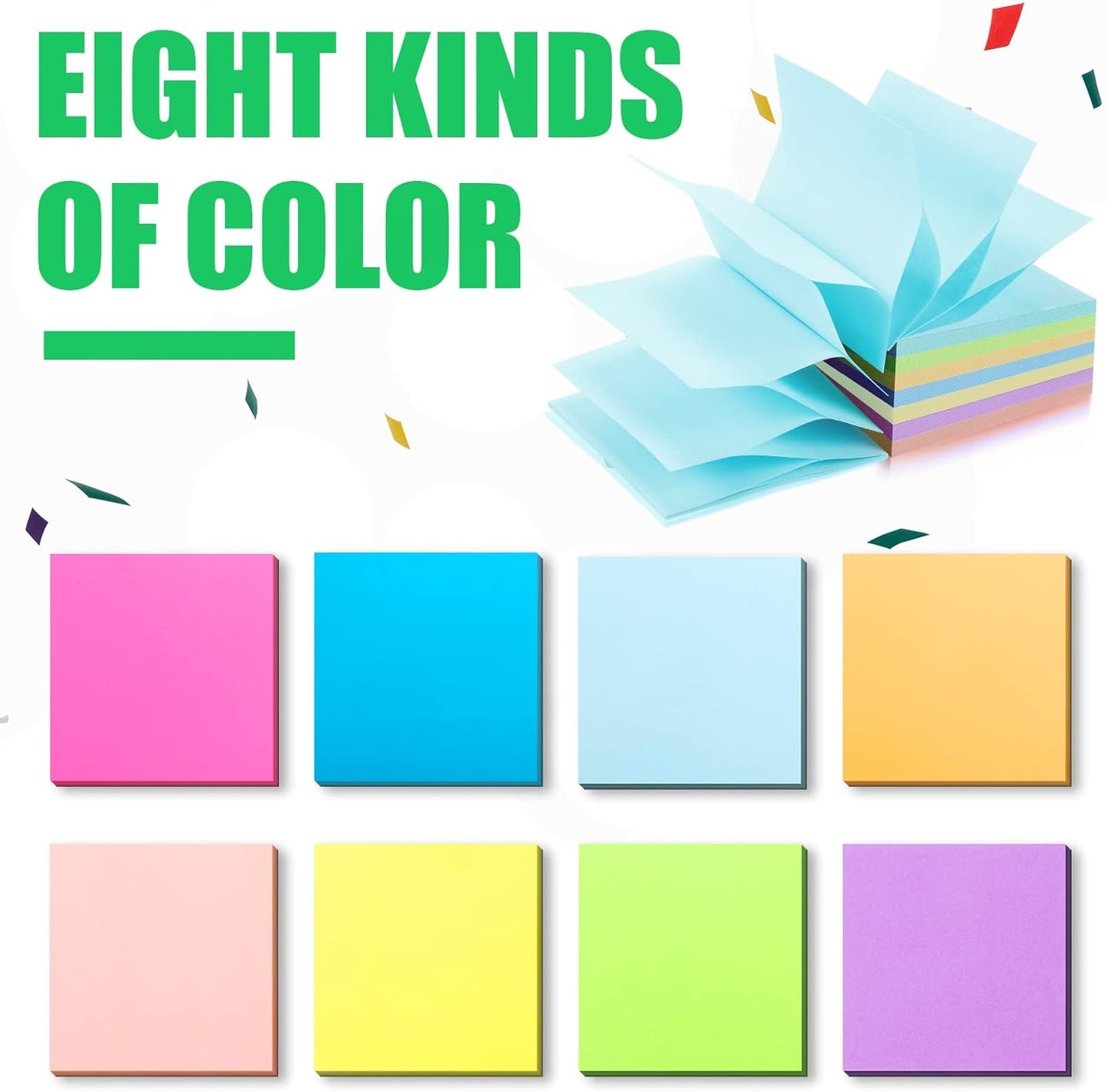 Meanplan 16 Pad Pop up Sticky Notes with 2 Pack Pop up Sticky Dispenser Note Holder Black Base Self Stick Memo Pads Blank Adhesive Notes 3x3 Refills Back to School Office Desk Supplies, 50 Sheet/pad