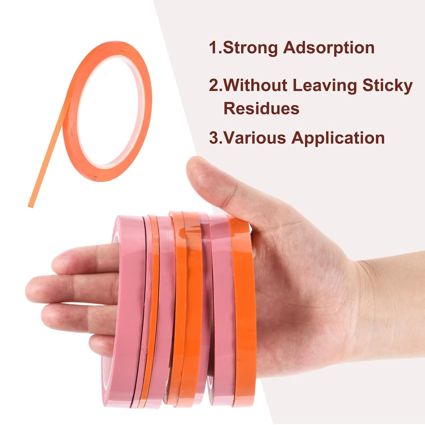 MECCANIXITY 10 Rolls Whiteboard Tape Graphic Chart Tape 5mm 54.7 Yard Art Tape Thin Self-Adhesive Pinstripe Tape Masking Tape for Gift Wrapping Craft Supplies, Orange