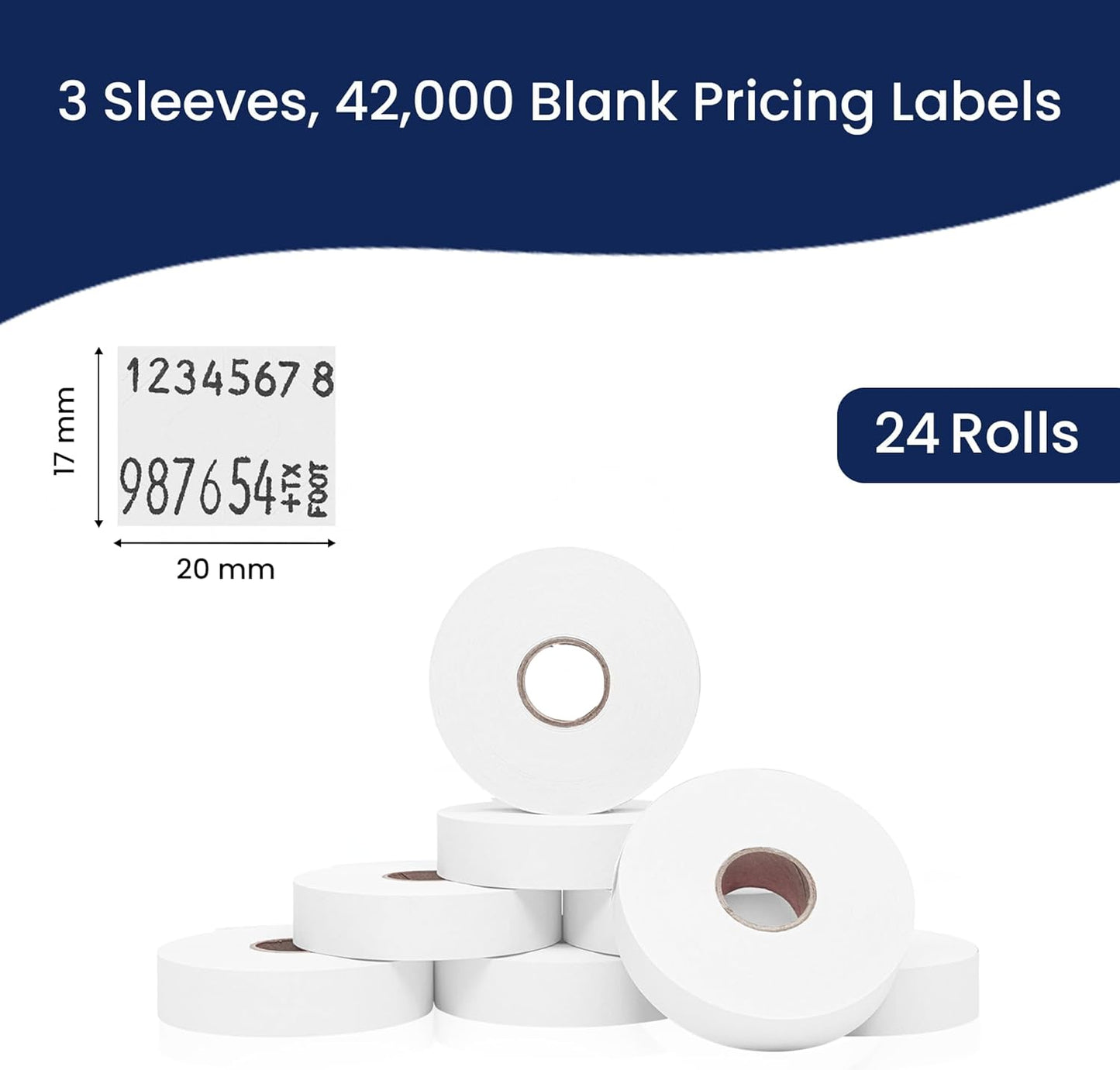 Perco White Pricing Labels for Monarch 1136 - 3 Sleeves, 24 Rolls Value Pack - 42,000 Labels with Ink Rolls Included