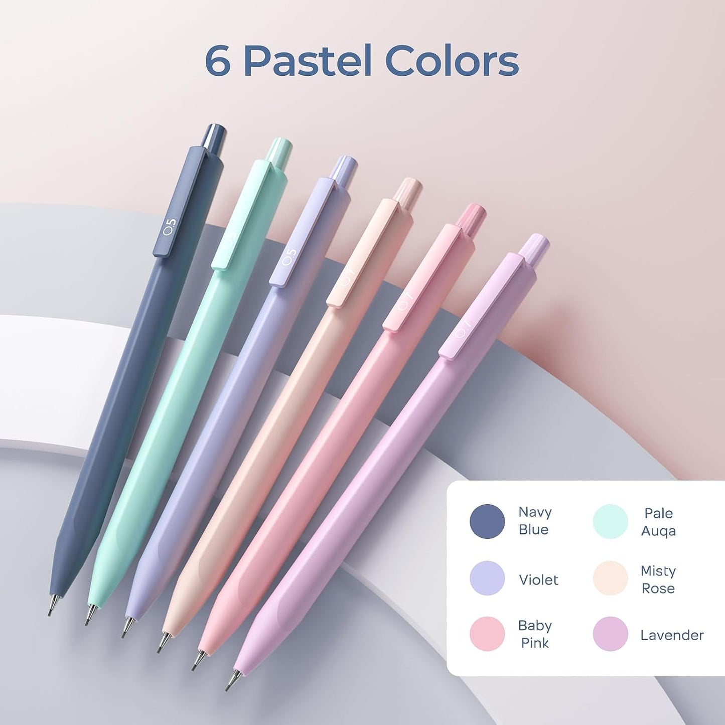 Nicpro 6PCS Pastel Mechanical Pencil Set with Case, Cute Drafting Pencils 0.5mm & 0.7mm with 6 Tubes HB Lead Refills, Erasers, Eraser Refills, Aesthetic School Supplies for Girls Drawing Sketching