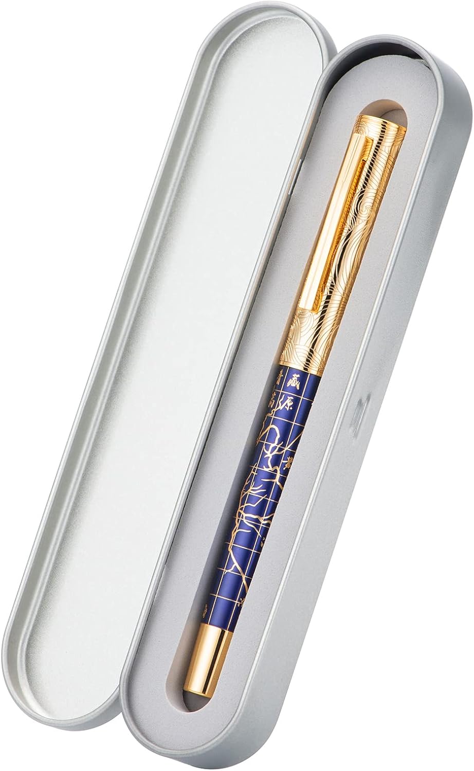 Hongdian 8041 Qinghai-Tibet Plateau Souvenir Fountain Pen, Iridum Medium Golden Nib with Metal Pen Box Set