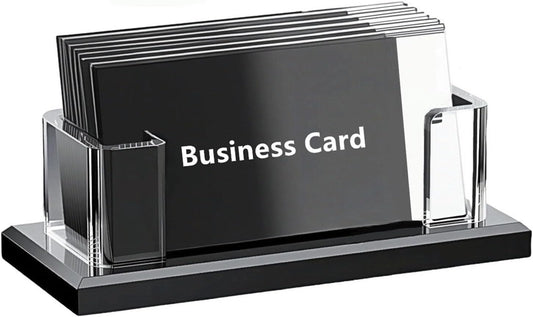 Business Card Holder for Desk,Clear Acrylic Desktop Business Name Card Display Stand Organizers for Office Conference Home Exhibition Restaurant