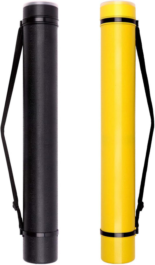 TRANSON 2-pack Durable Poster Storage Tube with Straps 24"-40" Extendable for Blueprints, Artwork, Maps, Posters