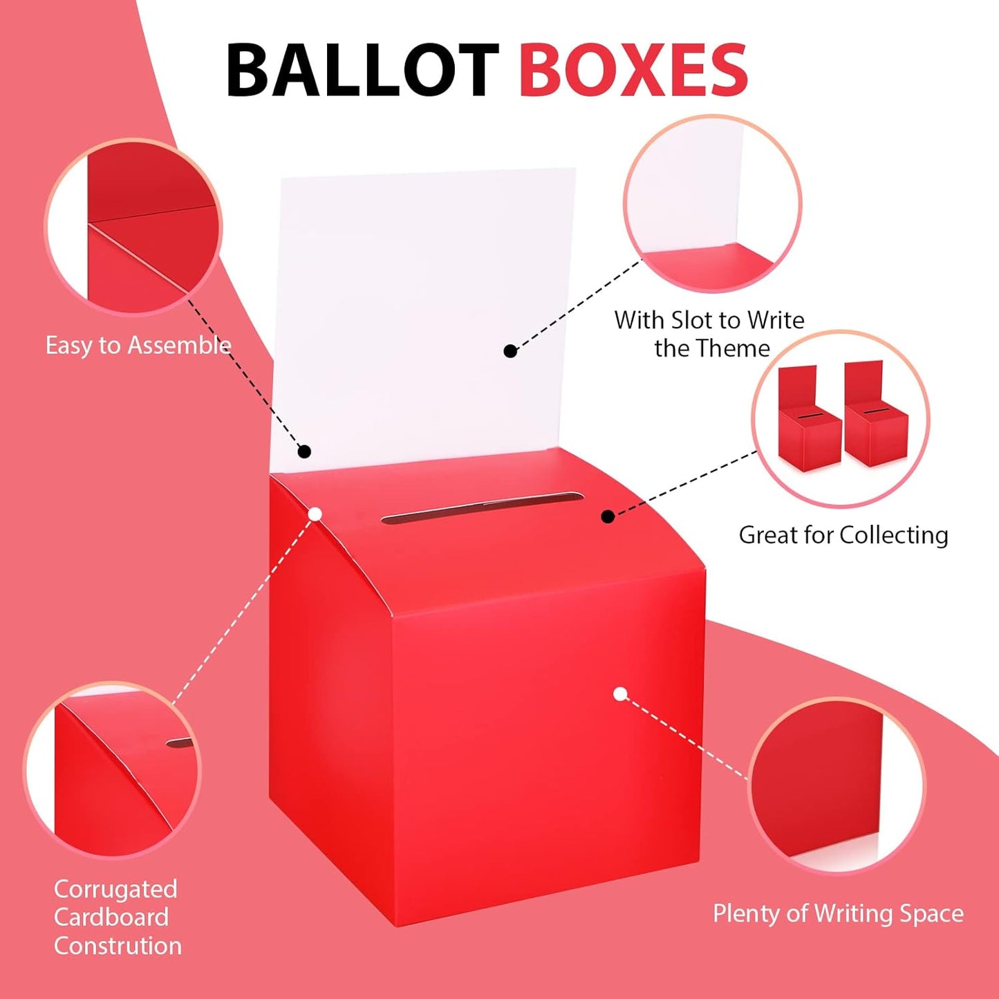 12 Pack Raffle Box Donation Box for Fundraising, Ballot Cardboard Boxes with Slot for Ticket and Removable Header Charity for Collecting Business Card Voting Contes, 6 x 6 x 6 Inch