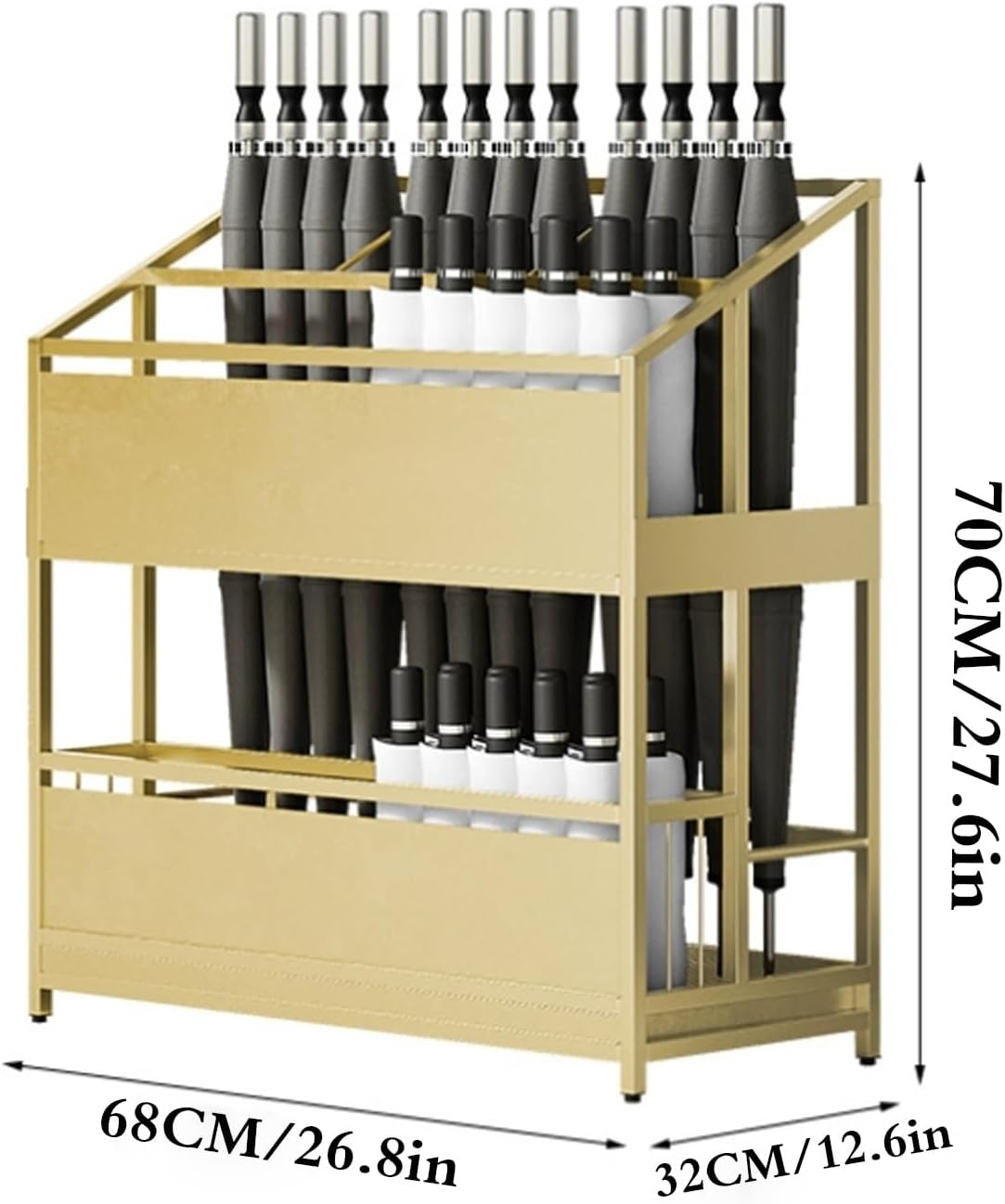 Umbrella stand indoor entryway,umbrella base stand,Umbrella Stand Racks Commercial Metal Umbrella Holder,School Office Hotel Corridor Entrance Umbrella Organizer,umbrella holder for entryway(Gold,68*3