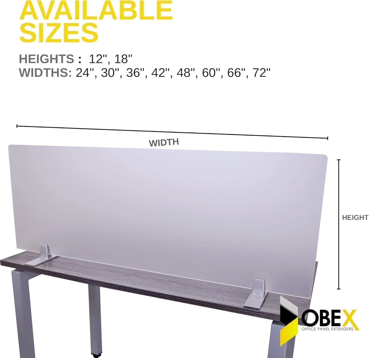 OBEX Acrylic Free Standing Screen, Divider for Desk Privacy Home & Office Partitions for Table Top Workstation, Portable Cubicle Panel for Work, 24" x 30", Frosted