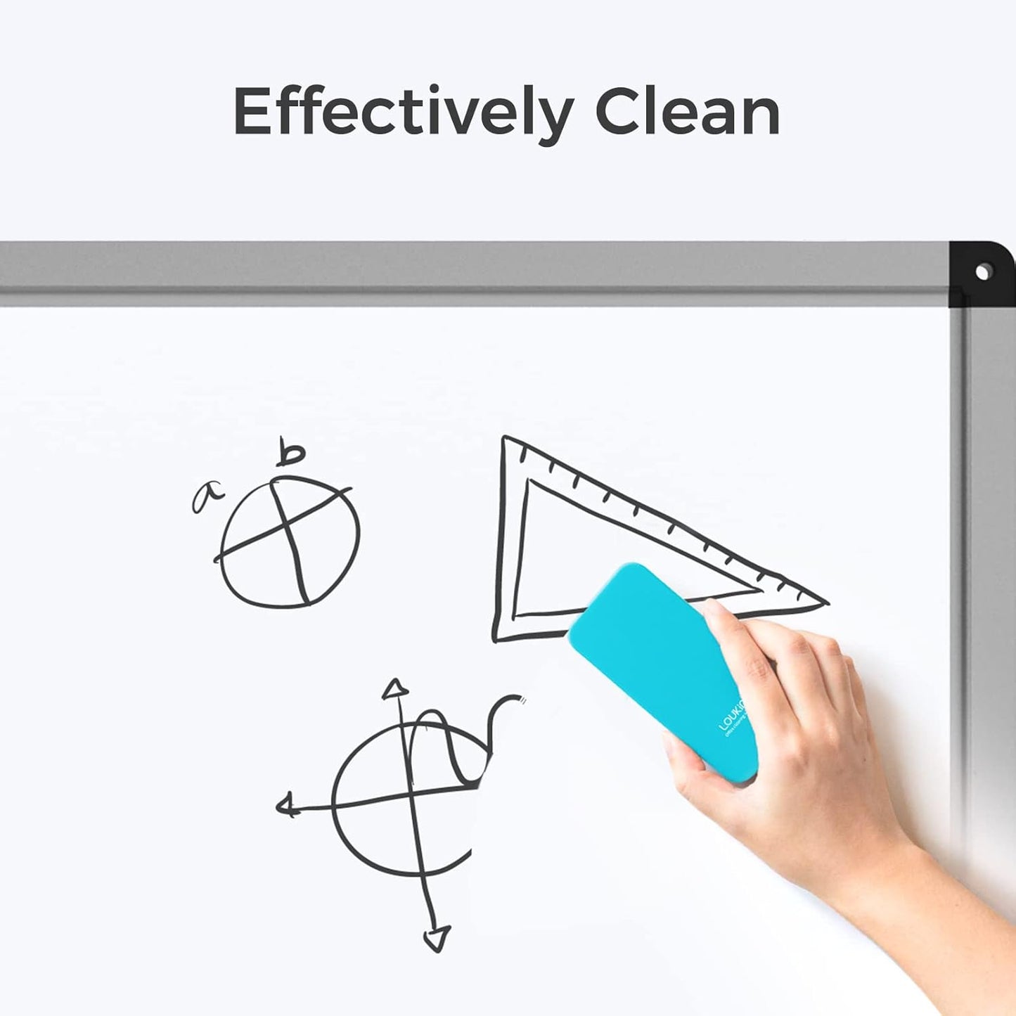 loukin Magnetic Dry Erase Eraser, Whiteboard Eraser, Glass Board Remover, 3.4 fl oz Whiteboard Cleaner Included, for Classroom, Home and Office Use (Blue)