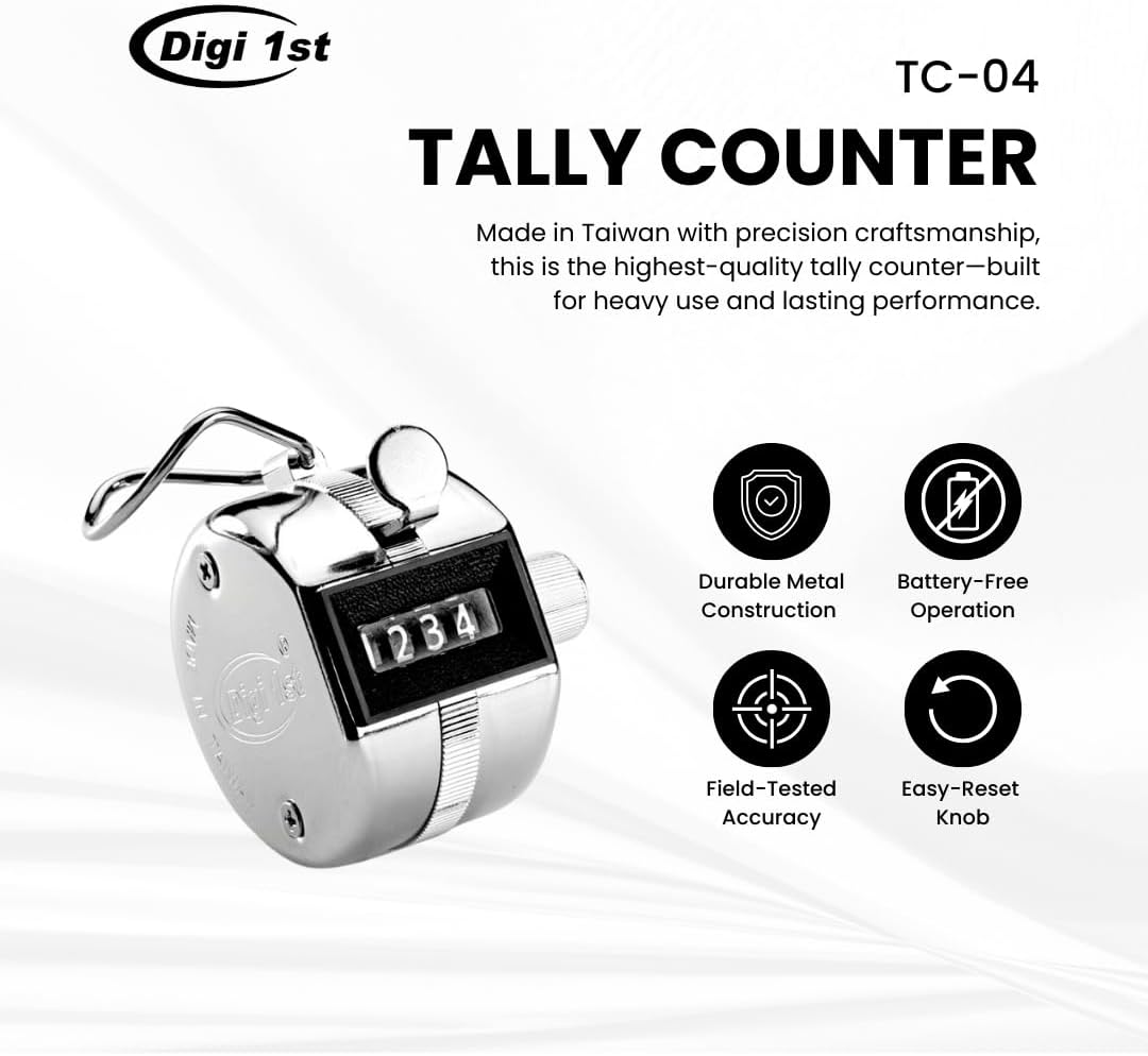 TC-04 Handheld Tally Counter, Digital Pitch Counter Clicker, Mechanical Lap Counter, Taiwan Made Heavy Duty Counter