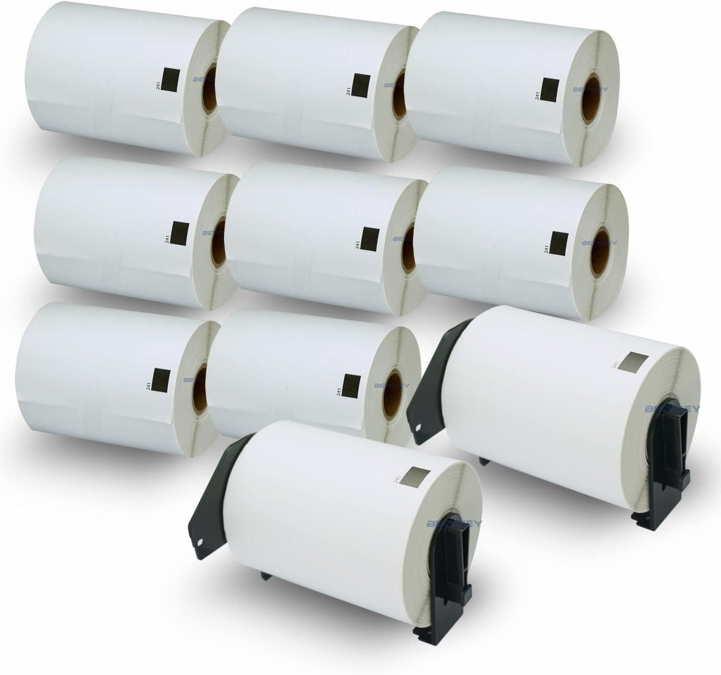 BETCKEY - Compatible Shipping Labels Replacement for Brother DK-1241 (4" x 6"), Use with Brother QL Label Printers [10 Rolls + 2 Reusable Cartridges]