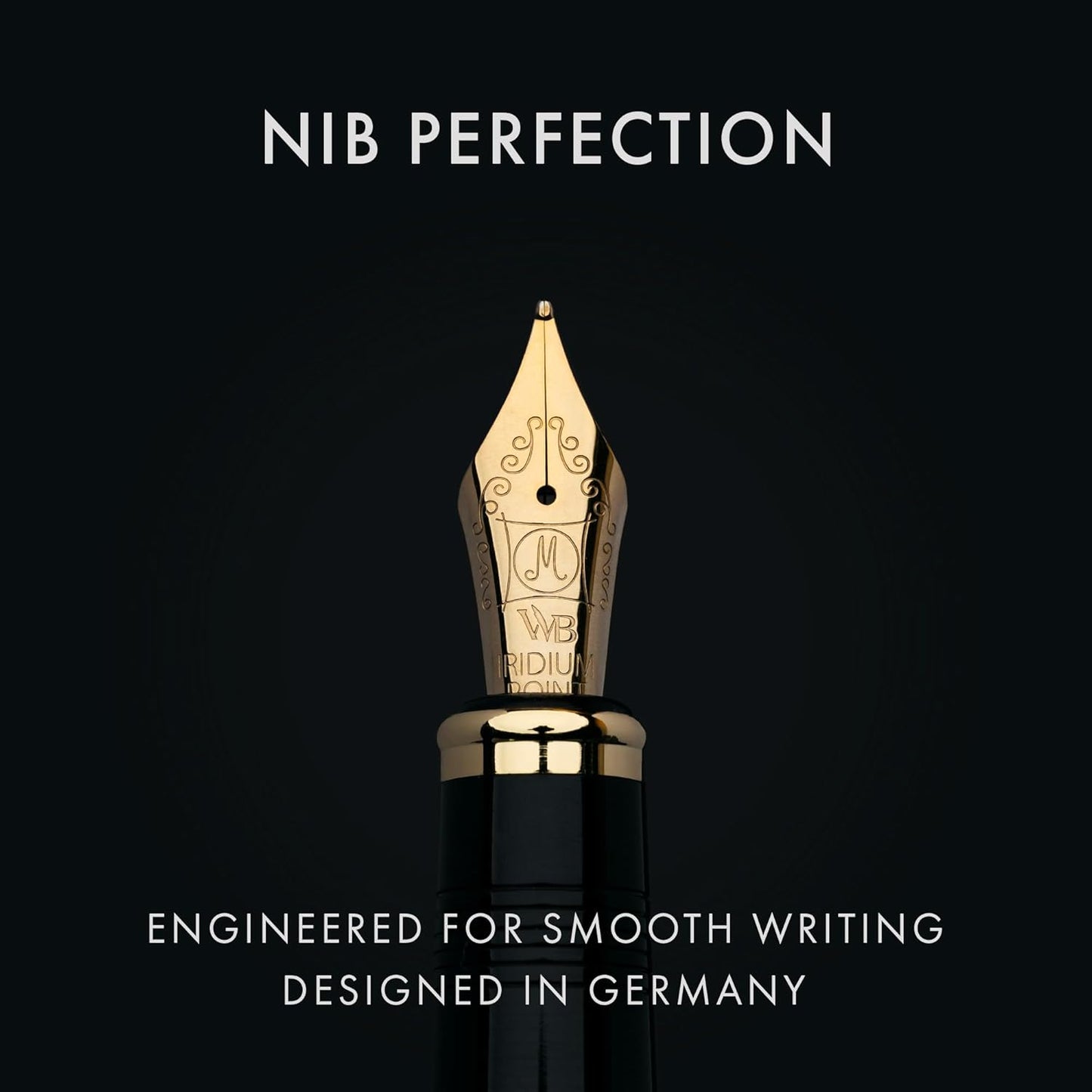 Wordsworth & Black Primori Fountain Pen Set [Stunning Gold]; Medium Nib, Gift Case, 24 Ink Cartridges, Refill Converter, Manual; Journaling, Calligraphy, Smooth Writing Pens; Left and Right Handed