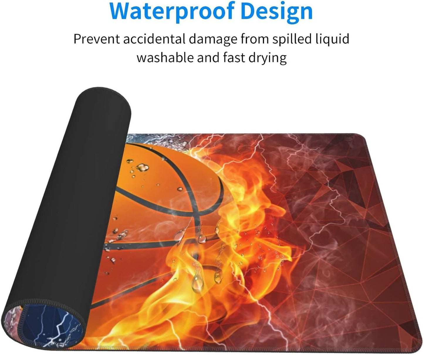 Basketball Extra Large Mouse Pad for Boys Men Desktop Gaming, 29.5" x 15.8" Cool Sports Style Extended Desk Mat with Stitched Edges and Non-Slip Base, Water Resist Desk Pad for Keyboard Laptop