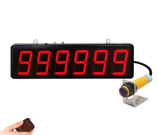 JIAWANSHUN Digital Counter Led Digital Counter Display Count Up to 999999 4in Large Digital Counter with Infrared Sensor Automatic Counting for Conveyor Belts 100-240V