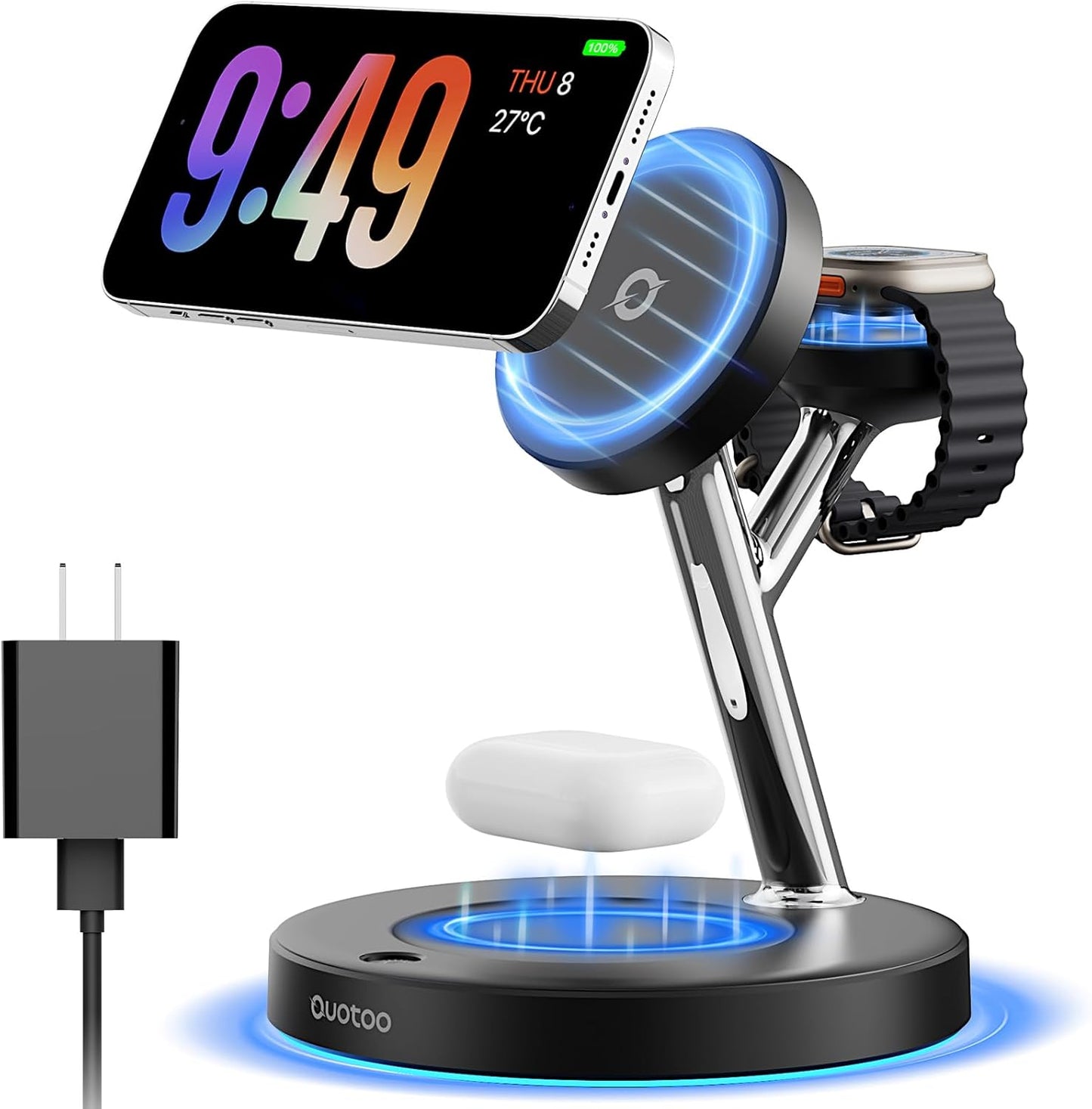 2025 3 in 1 Charging Station Compatible with Mag-safe Charger Wireless Charger Stand for iPhone 17 16 15 14 13 12 Series Wireless Charging Station for AirPods Wireless Charging Stand for iWatch Series