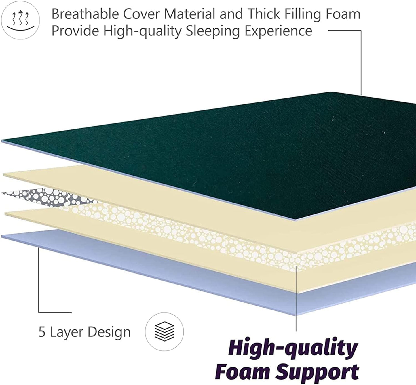 MAXYOYO Japanese Floor Mattress Futon Mattress, Thicken Sleeping Pad Foldable Roll Up Floor Futon for Adults Tatami Mat Dormitory Bed Lounger, Dark Green, Queen Size