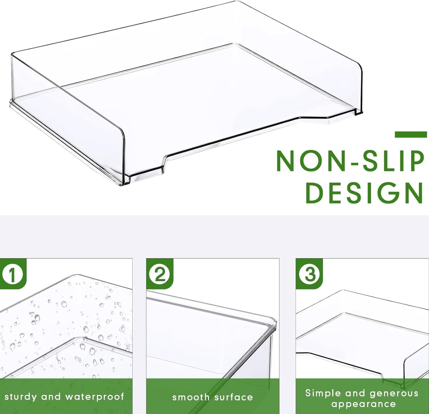 4 Pcs Stackable Letter Tray Rectangular Plastic Desk Organizer 13 x 9.5 x 2.6 in Paper Holder File Tray Accessories Rack for Desktop Office Desk Drawers (Clear)