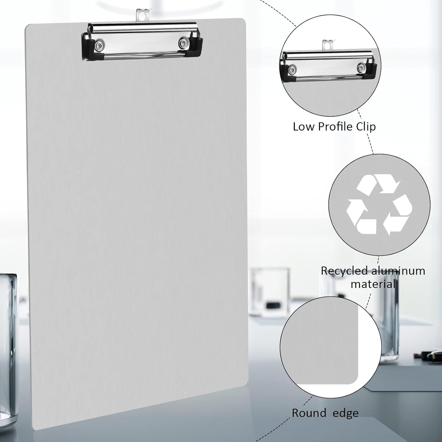 Epakh 4 Pieces Clipboard Bulks Metal Clipboard Aluminum Office Low Profile Clip Standard A4 Letter Size Metal Clip Board, Size 12.5 x 9 Inch