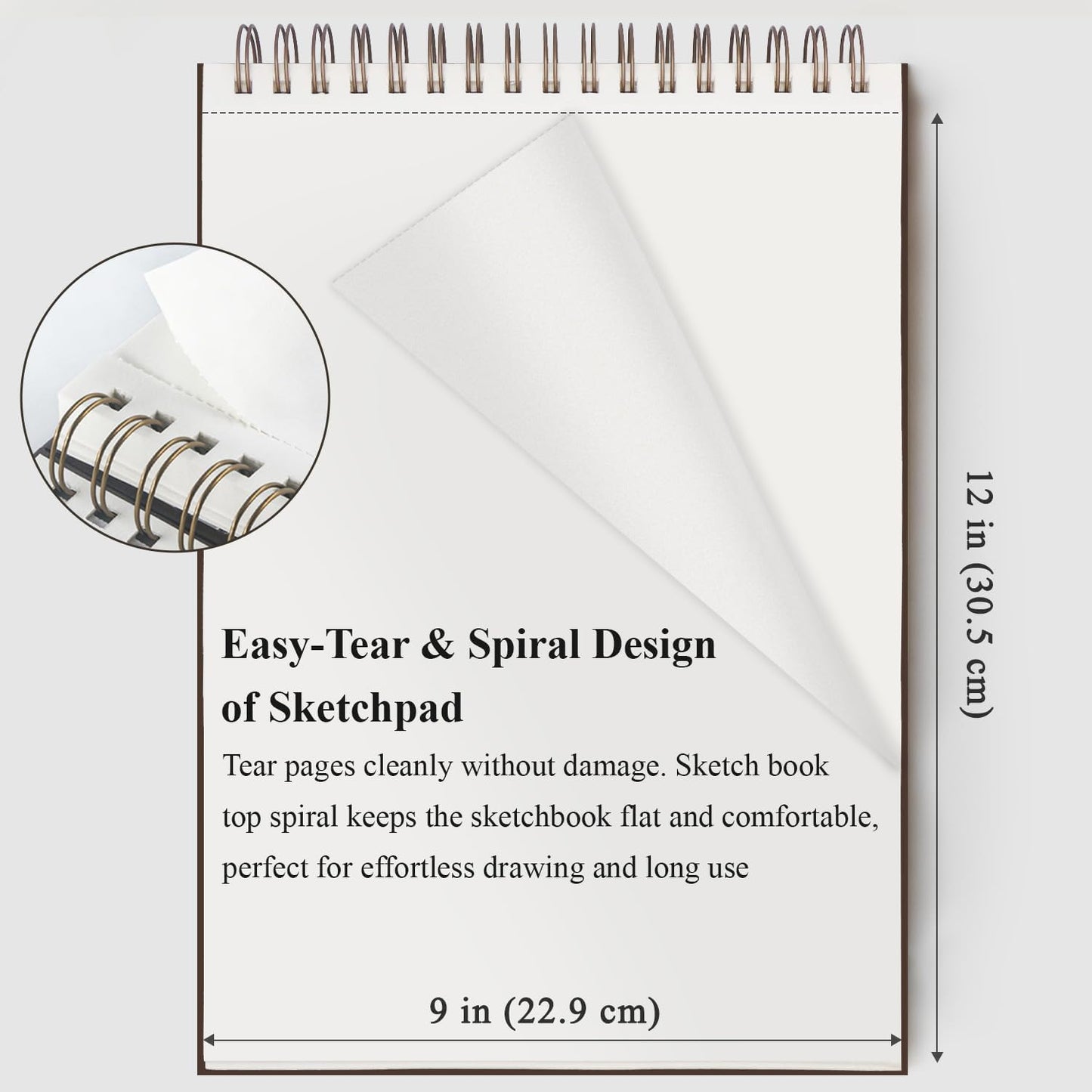 9"X12" Sketch Book Bulk, Top Spiral Bound Sketch Pad, 3 Pack 100 Sheets Each (68lb/100gsm), Acid Free Art Sketchbook Artistic Drawing Painting Writing Paper for Kids Adults Beginners Artists