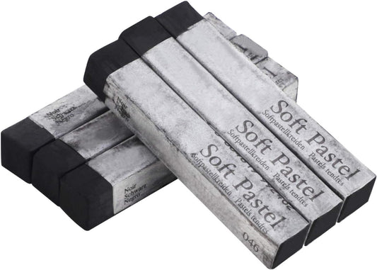 6pcs Soft Pastels Set Artist Grade Square Chalk Pencils Drawing Pastel Stick Painting Sketching Tool for Kids Students Artists Beginners (Black)