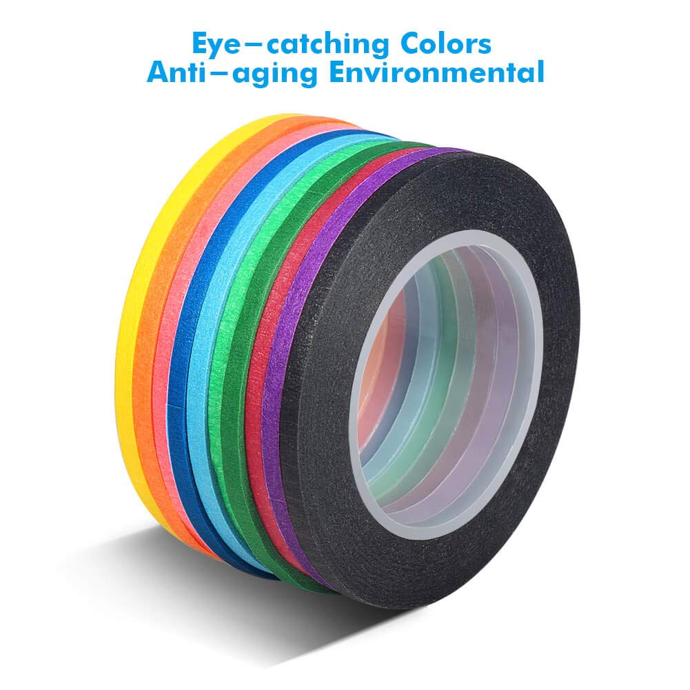 selizo 10 Rolls 1/8” Whiteboard Pinstripe Tape Dry Erase Board Tape Line Thin Striping Graphic Chart Art Tape Grid Lining Tape for White Board, 10 Colors