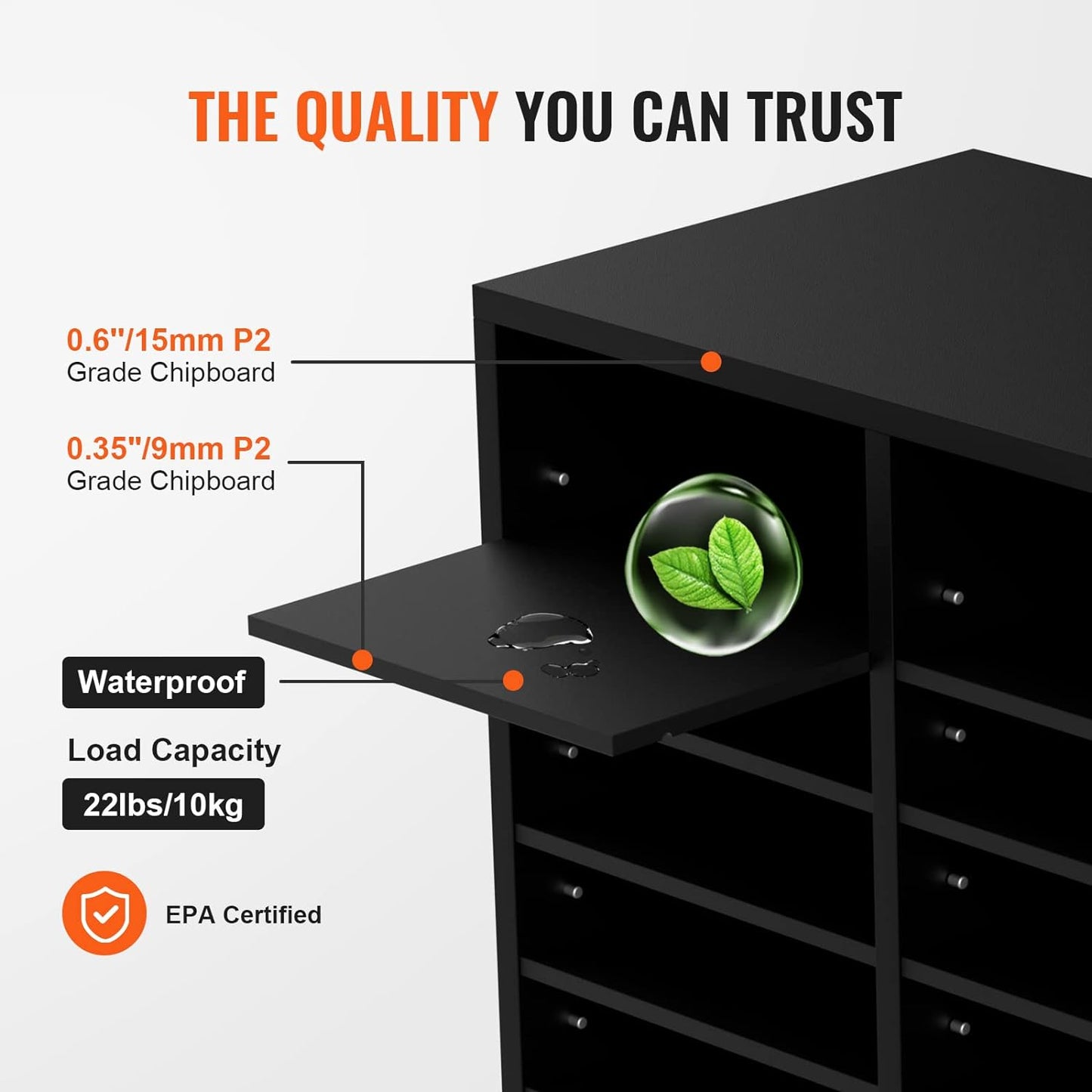 VEVOR Literature Organizers, 24 Compartments Office Mailbox with Adjustable Shelves, Wood Literature Sorter 29x12x24.4 inches for Office, Home, Classroom, Mailrooms Organization, EPA Certified Black