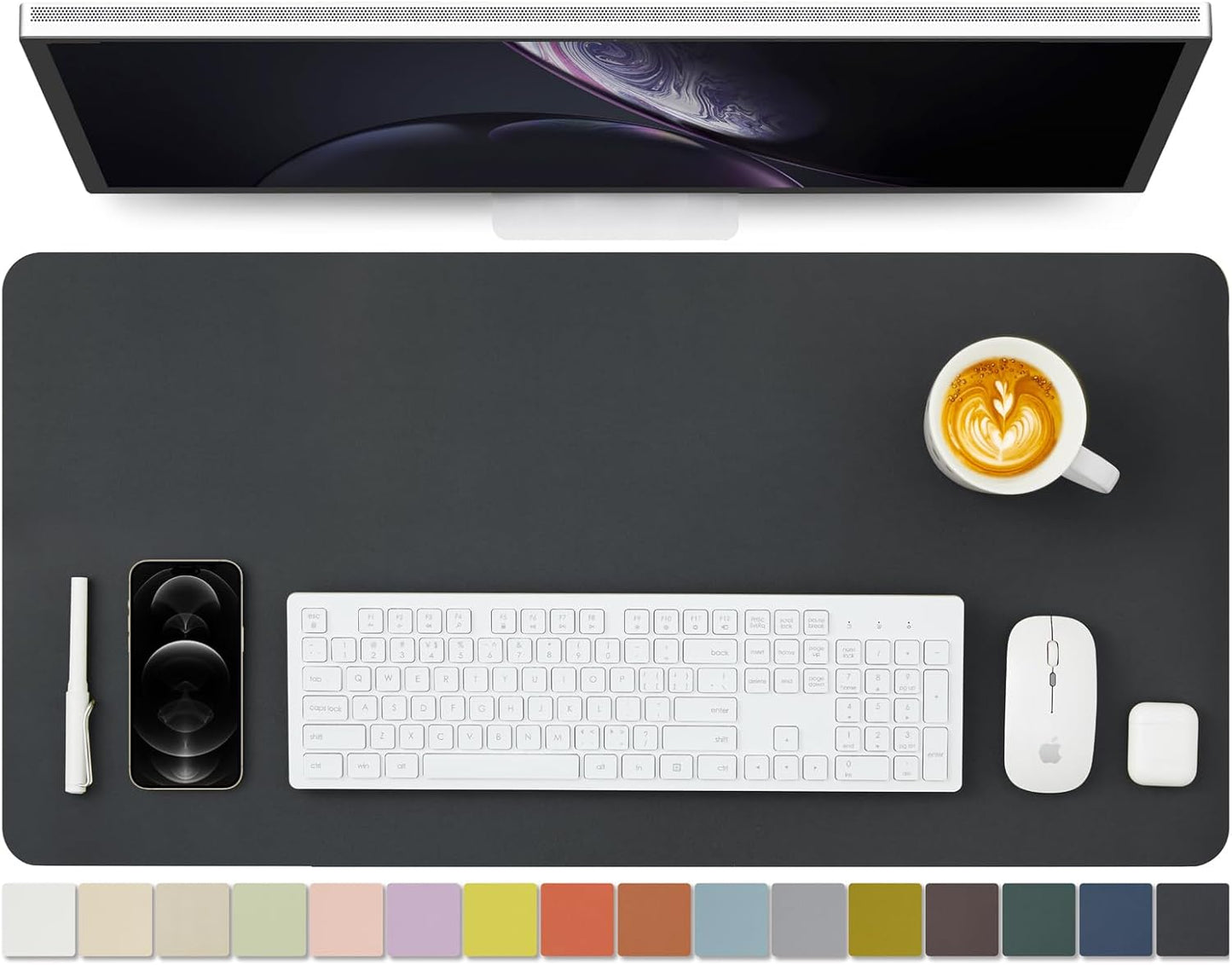 Leather Desk Mat - Non-Slip PU Desk Pad for Office Home - Organization Accessory - Ideal for Large Mouse Pads (Black,31.5"x 15.7")