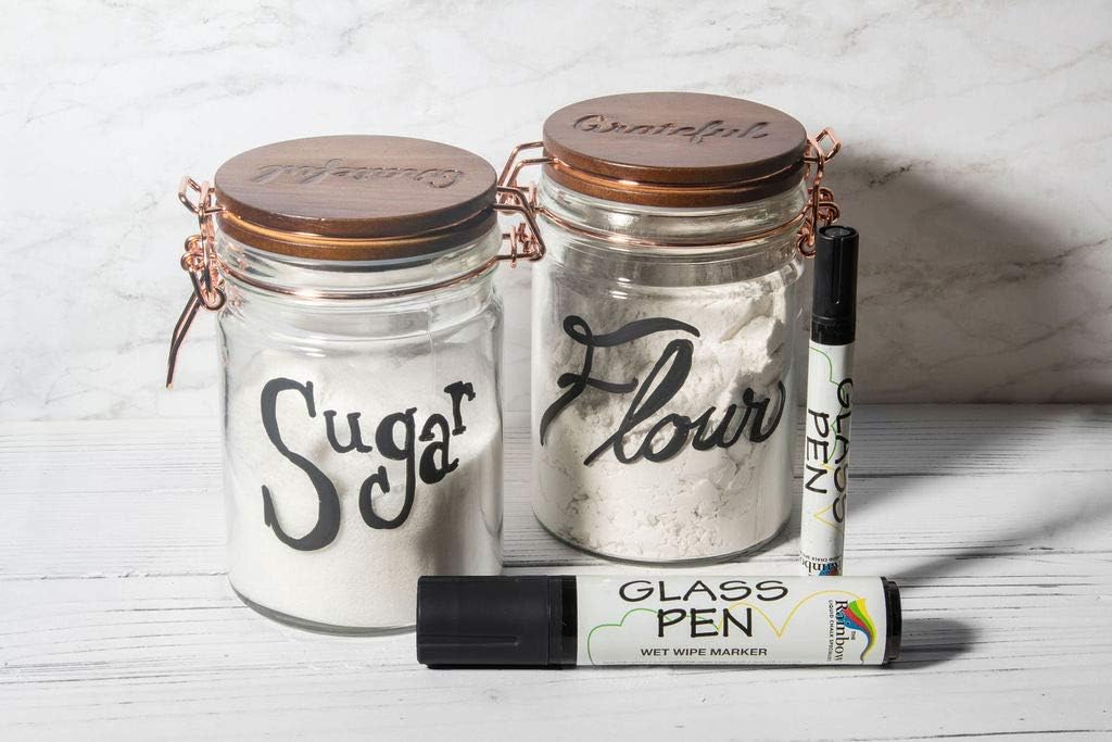 Glass Pen Window Marker: Liquid Chalk Pens for Glass, Whiteboard Markers with Washable Paint - Graduation, Car Windows, Mirror Pen, Storefront, Wedding, Parade, Party & Holiday (Black, Fine Tip)