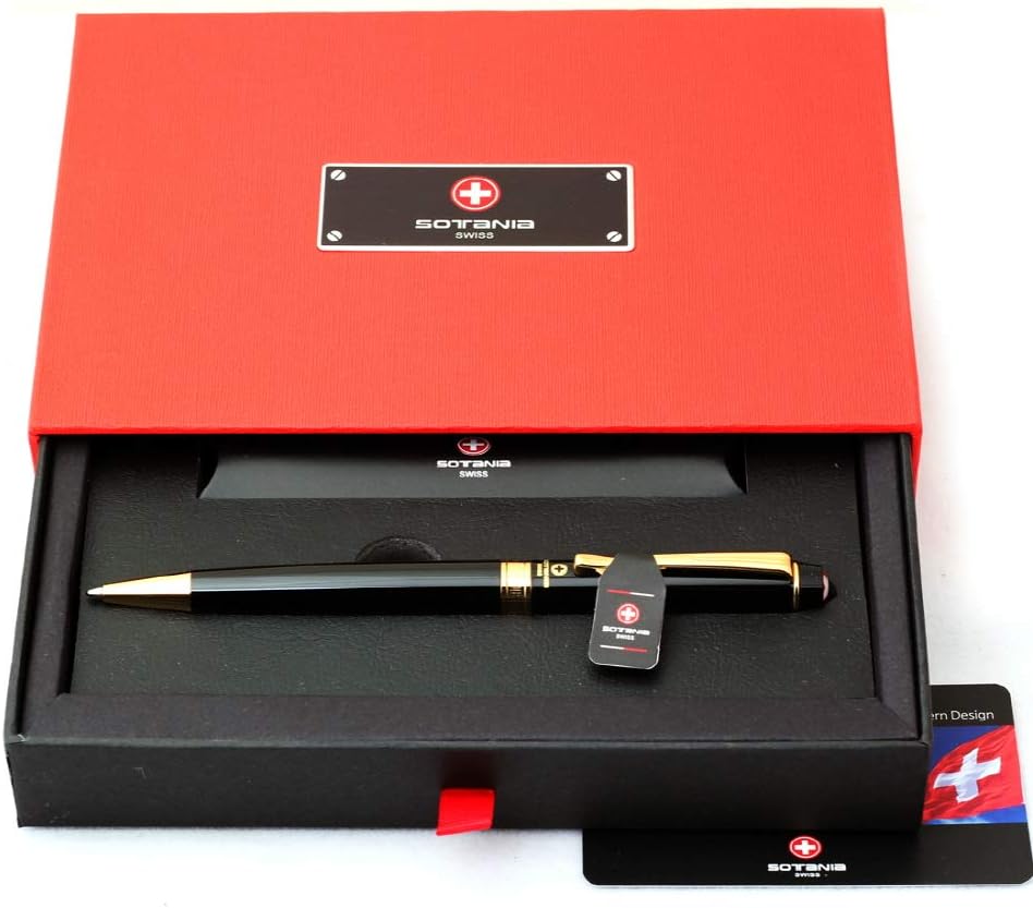 Free Engraving Swiss Expert Roller Ballpen, Ballpoint pen, Refillable Pens, Retractable Medium Refill Pen Black Ink, Personalized Gifts for Men and Women, Classy Gift Box