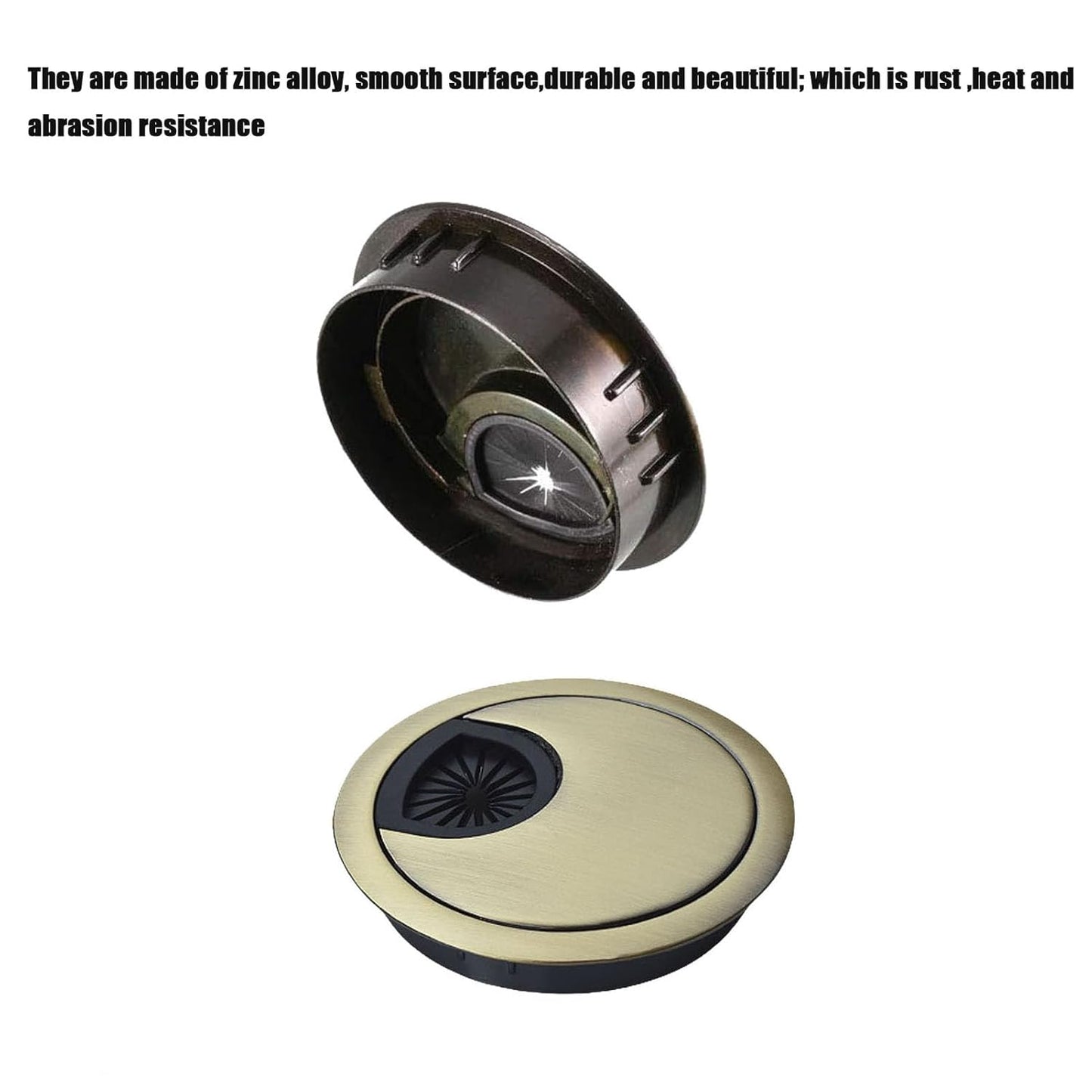 TuTuYa 2PCS Desk Grommet, Bronze Desk Grommet 3-1/6inch(80mm) Desk Cable Grommet Desk Cable Hole Covers, Ideal Solution for Office and Home Table Cable (Bronze,3-1/6inch)