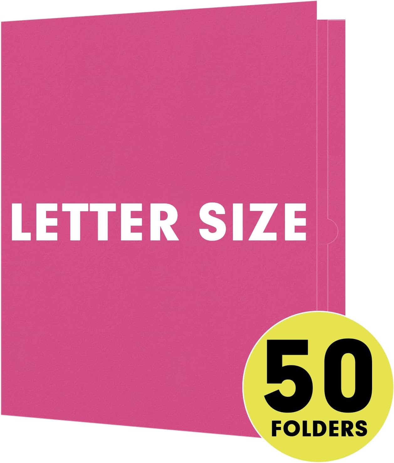 Two Pocket Folders, RAZCC 50 Pack 2 Pocket Folders Fit Letter Size Paper, Paper Folders with Pockets for School Office Business Home, Magenta