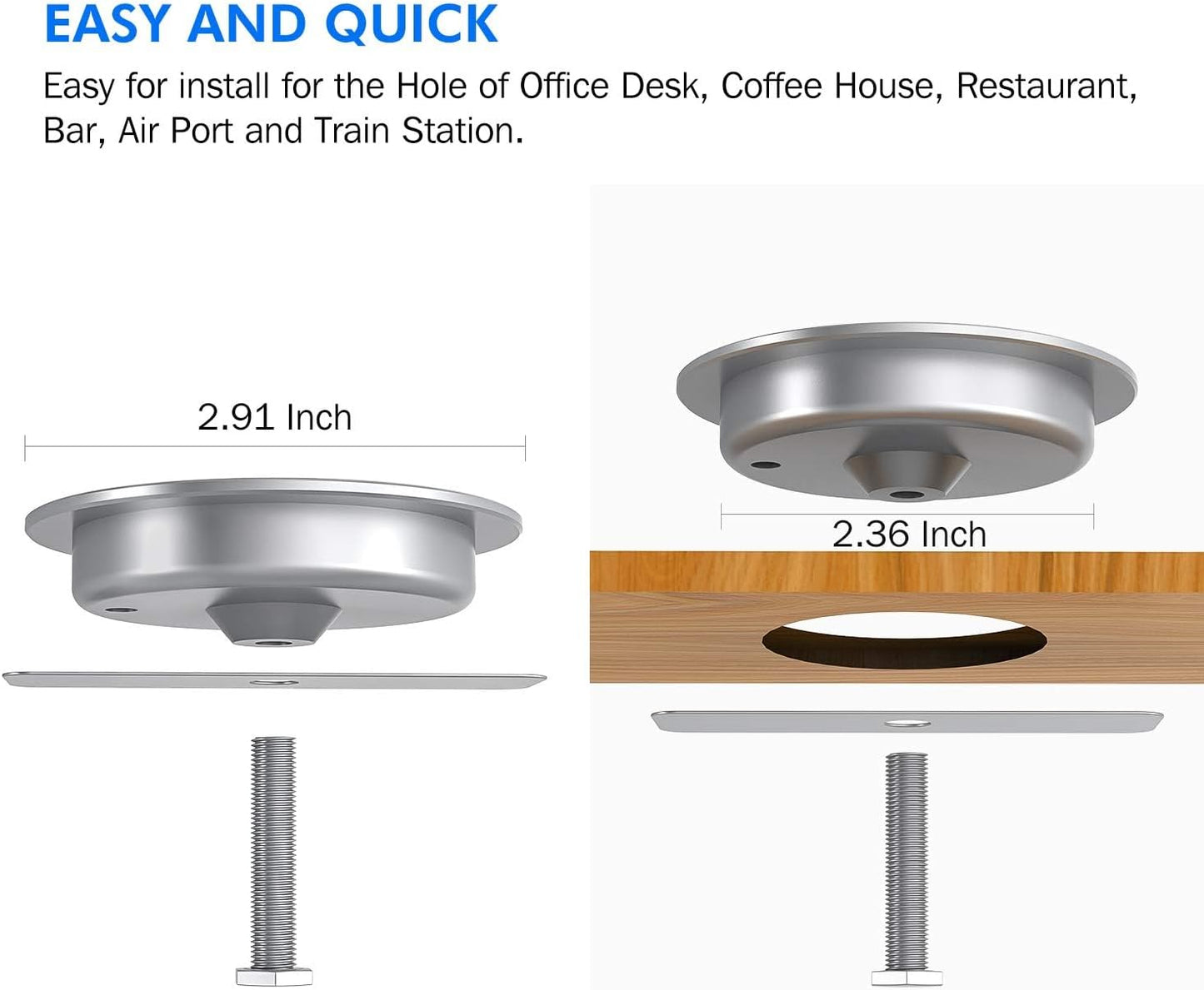 i.VALUX Desk Wireless Charger, 15W Fast Charging Pad for iPhone 17/16/15/14/13/12/11/Pro/Xs Max/XR/AirPods/Samsung Galaxy 10/S10+/S9,Hidden Embed in Furniture Desk Grommet Hole Qi Charger Station