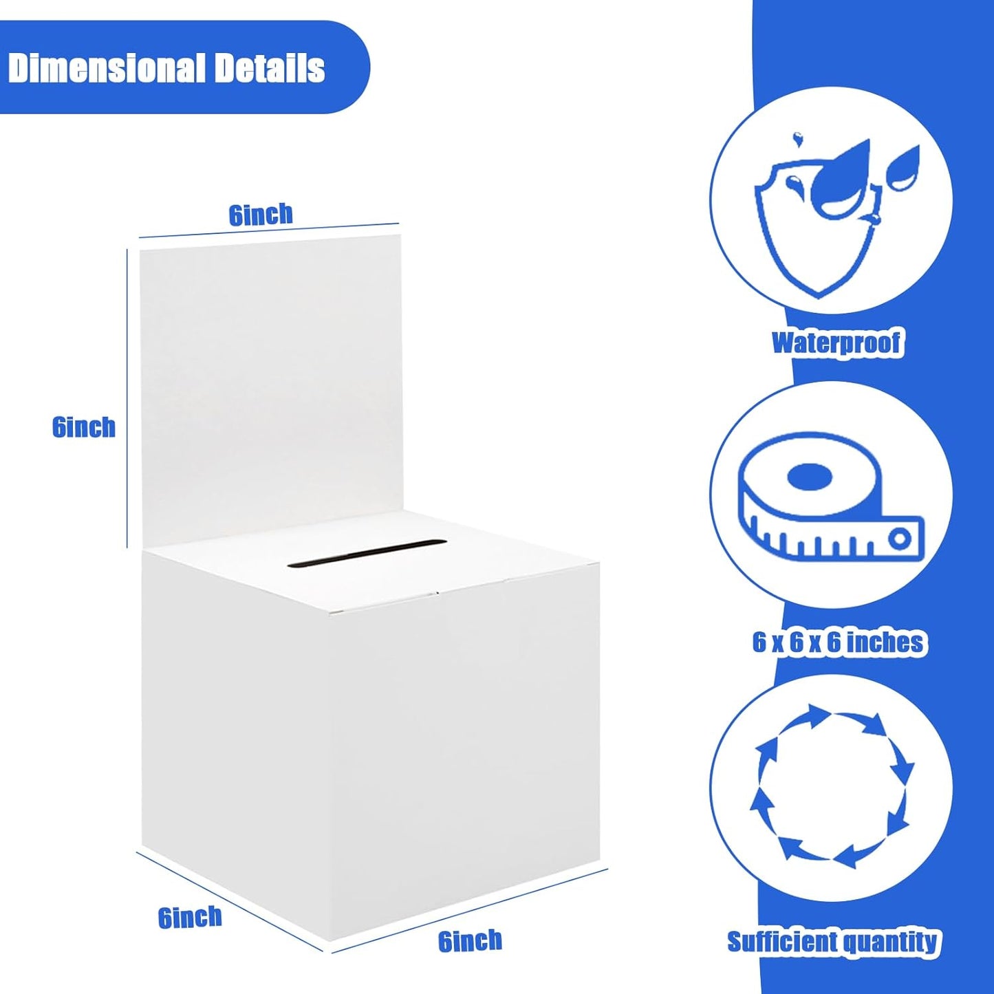 Ysglory 12 Pack Raffle Ticket Box White Cardboard Suggestion Box with Slot Donation Ballot Boxes for Fundraising Collecting Business Card Voting Contest, 6 x 6 x 6 Inches