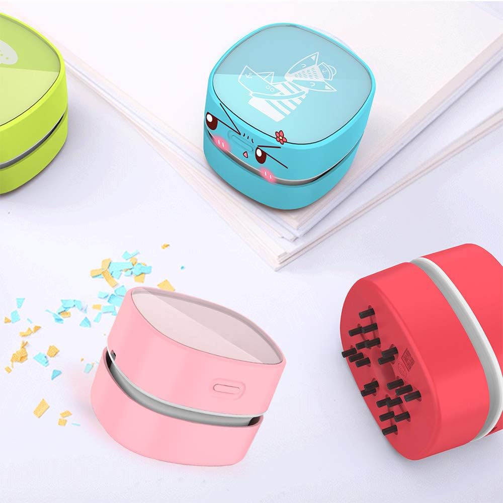 ODISTAR Desktop Vacuum Cleaner,Mini Table dust Sweeper Energy Saving,High Endurance up to 400 mins,Cordless&360º Rotatable for Cleaning Hairs,Crumbs,Computer Keyboard of Gifts for Kids (Pink)