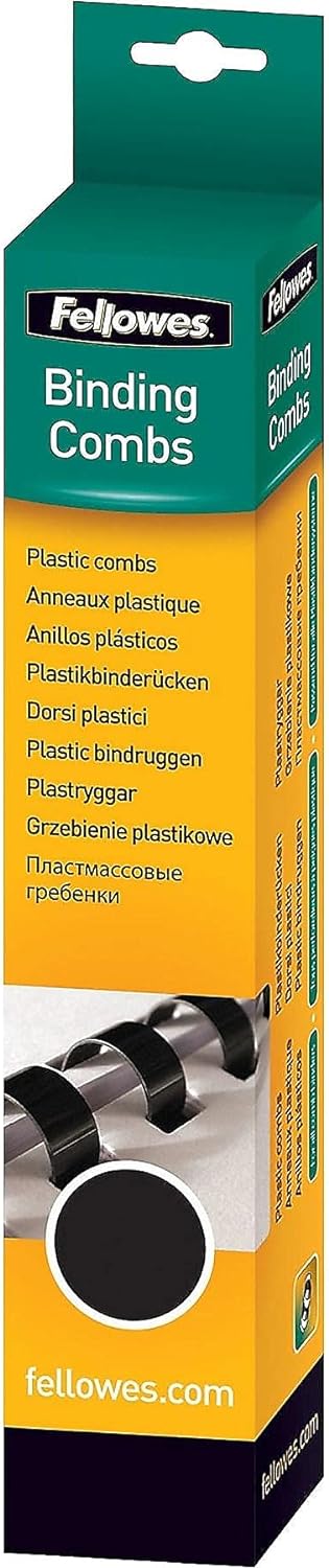 Fellowes Plastic Binding Combs - Round Back, 5/16 Inches, 40 sheets, Black, 100 Pack (52507)