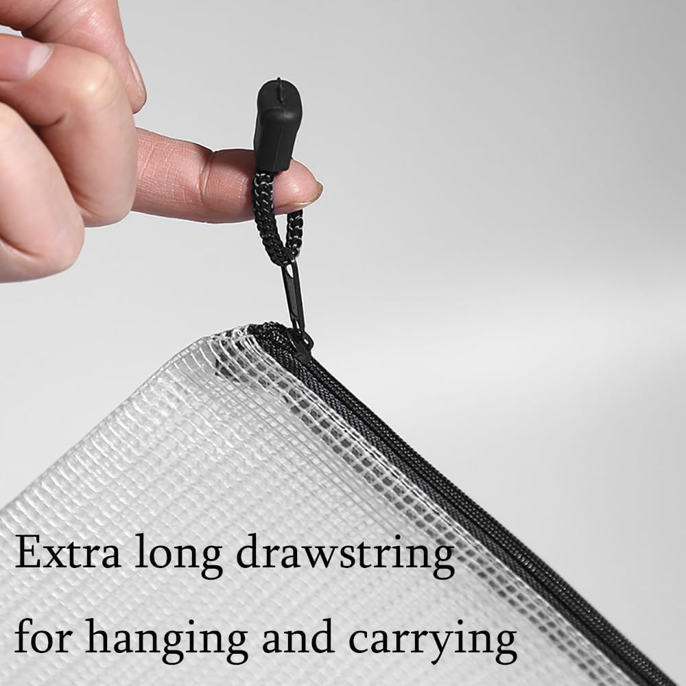 Mesh Pouch Bag,A4 Zipper Bag for Organizing Storage, Waterproof Zipper Pouch, 9" x 12"/24cm x 33cm, File Bag for School and Office Supplies (Black)