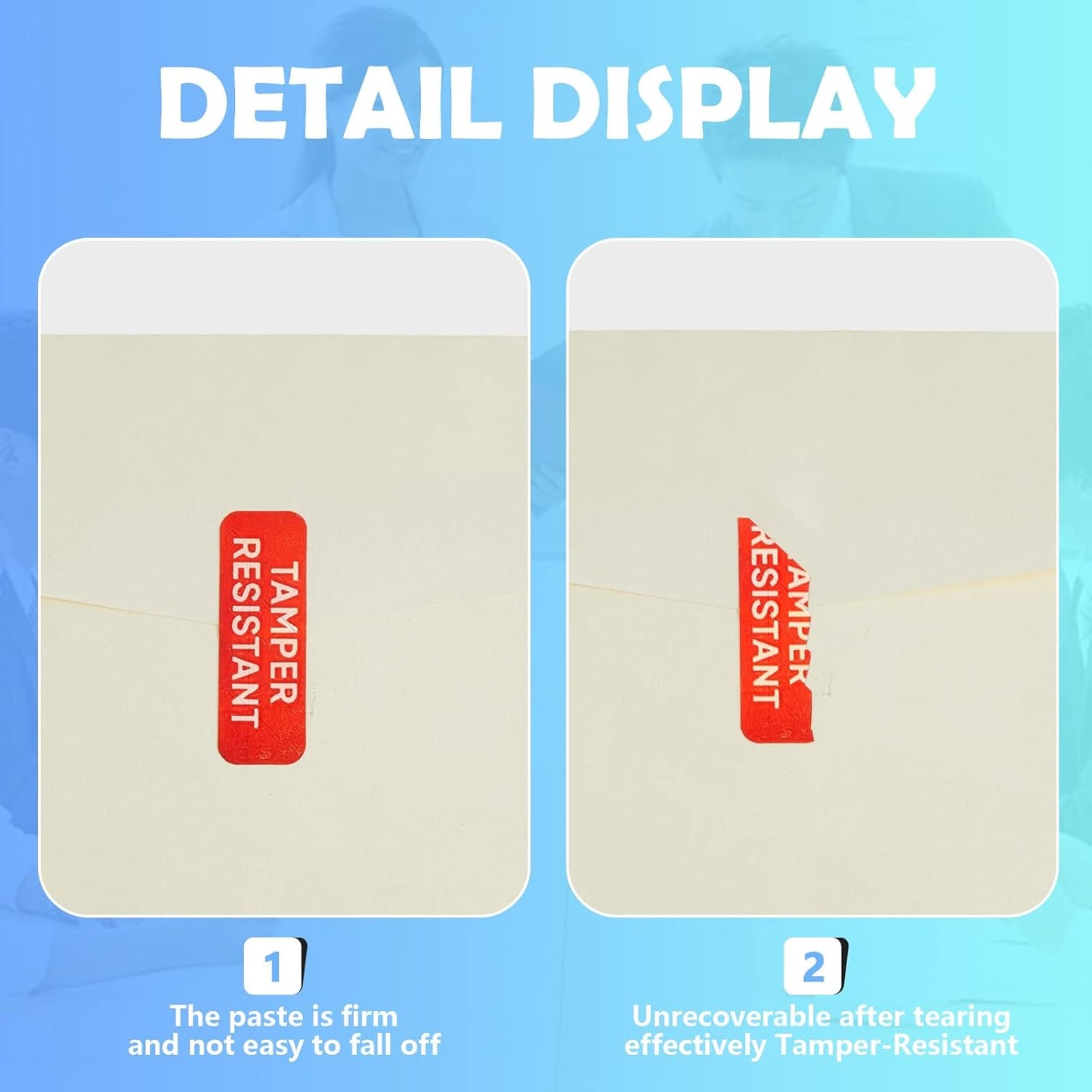 Gueevin 1000 Pcs Tamper Resistant Metallic Labels Adhesive Stickers, 0.5 x 1.5 Inches Tamper Evident Tape Holographic Seal for Box Mailing Packaging Sealing Delivery Office Home Supplies