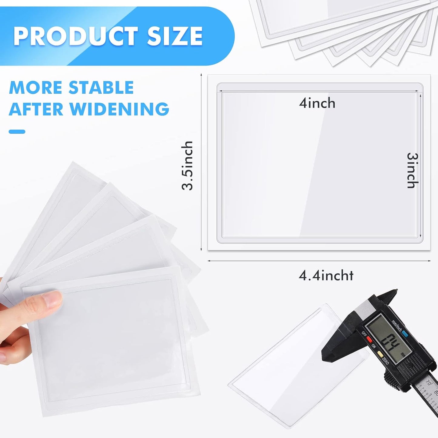 Chinco 30 Pcs Self Adhesive Pockets, Bin Labels for Storage Bins, Clear Pocket Label Sleeves, Plastic Index Card Holder with Top Open for Organizing Bins Box Drawer(4 x 3 Inch)