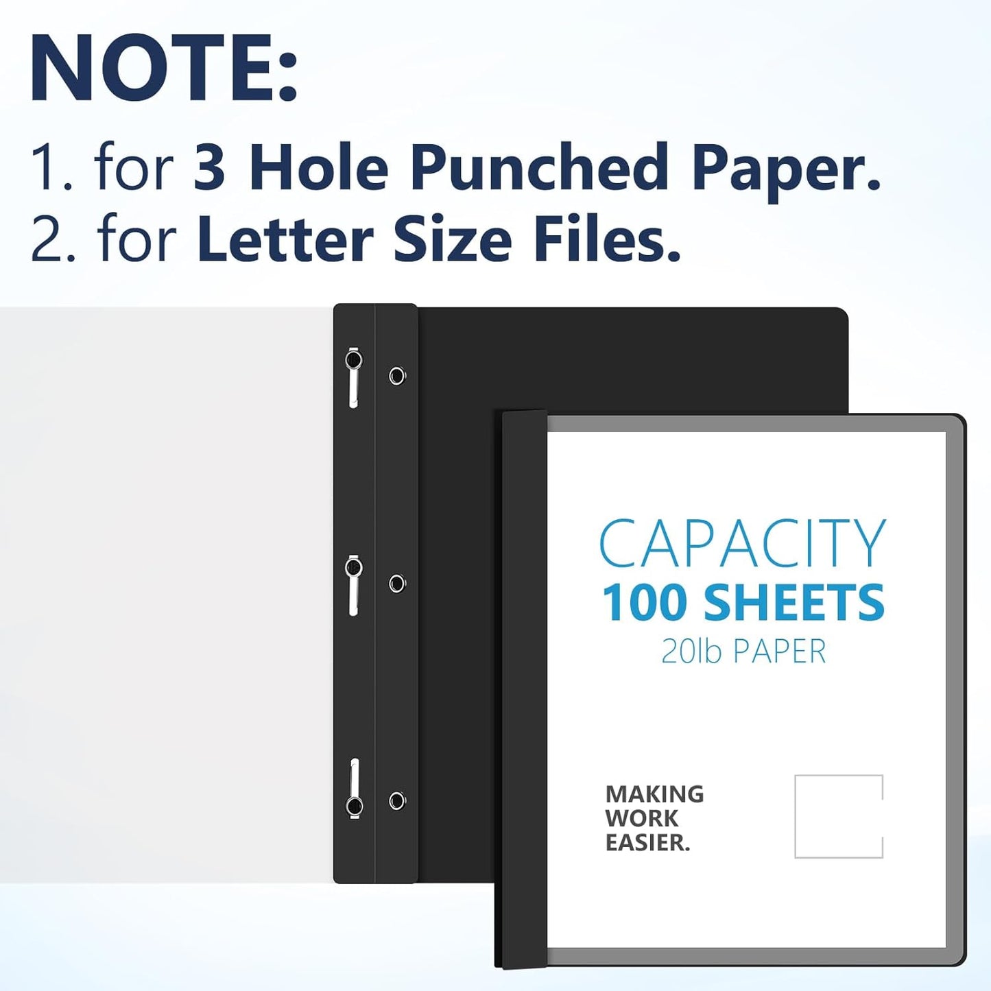 48 Pack Plastic Report Covers with 3 Prongs Presentation Folders Bulk, 100 Sheet Capacity, Clear Front Report Covers for Presentation Document Paper School Office Supplies (Blue,Black)