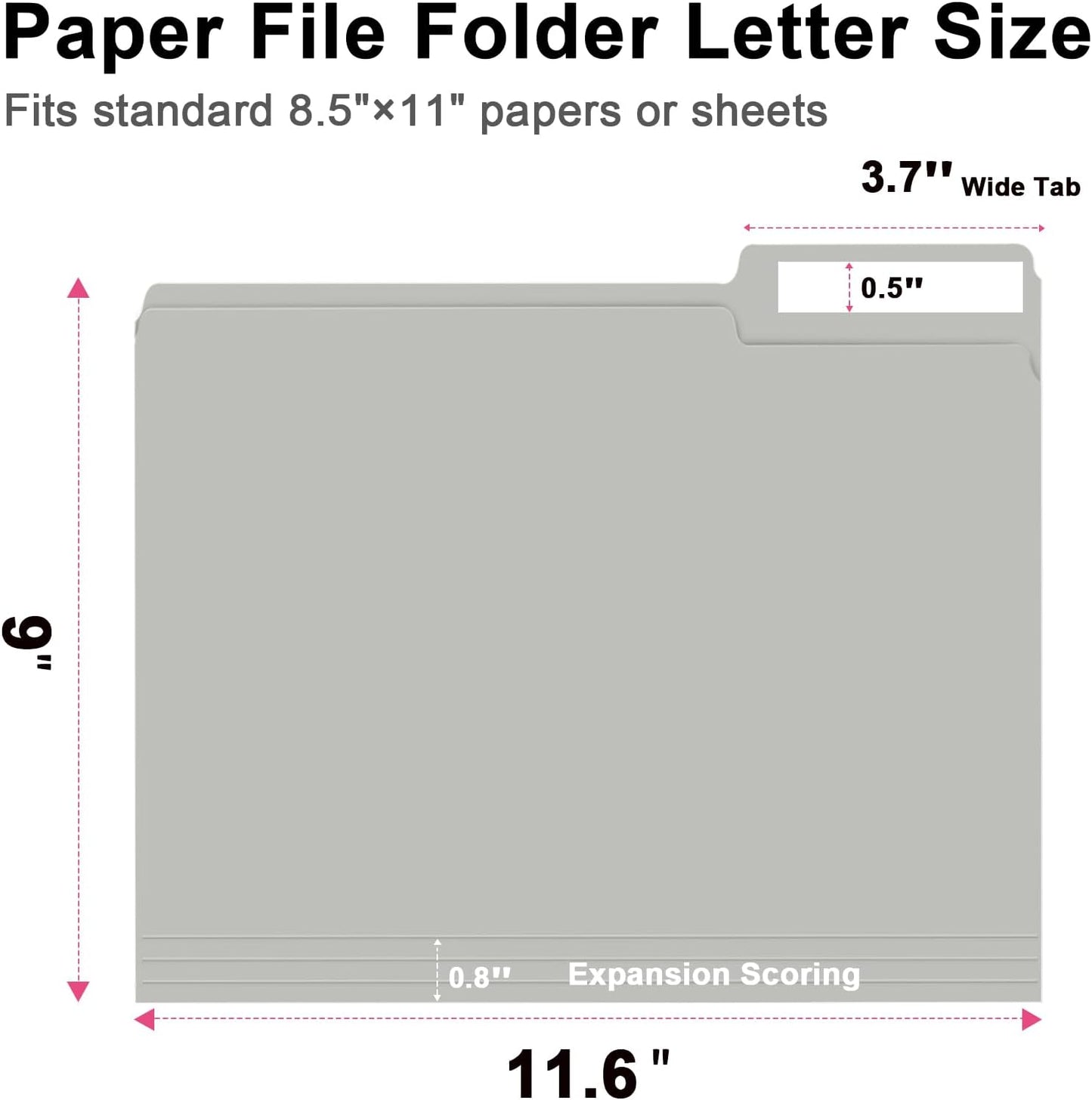 File Folder, RAZCC 150 Pack 1/3 Cut Tab File Folders Letter Size, Grey, Folders with Tab, Great for Organizing and Easy File Storage