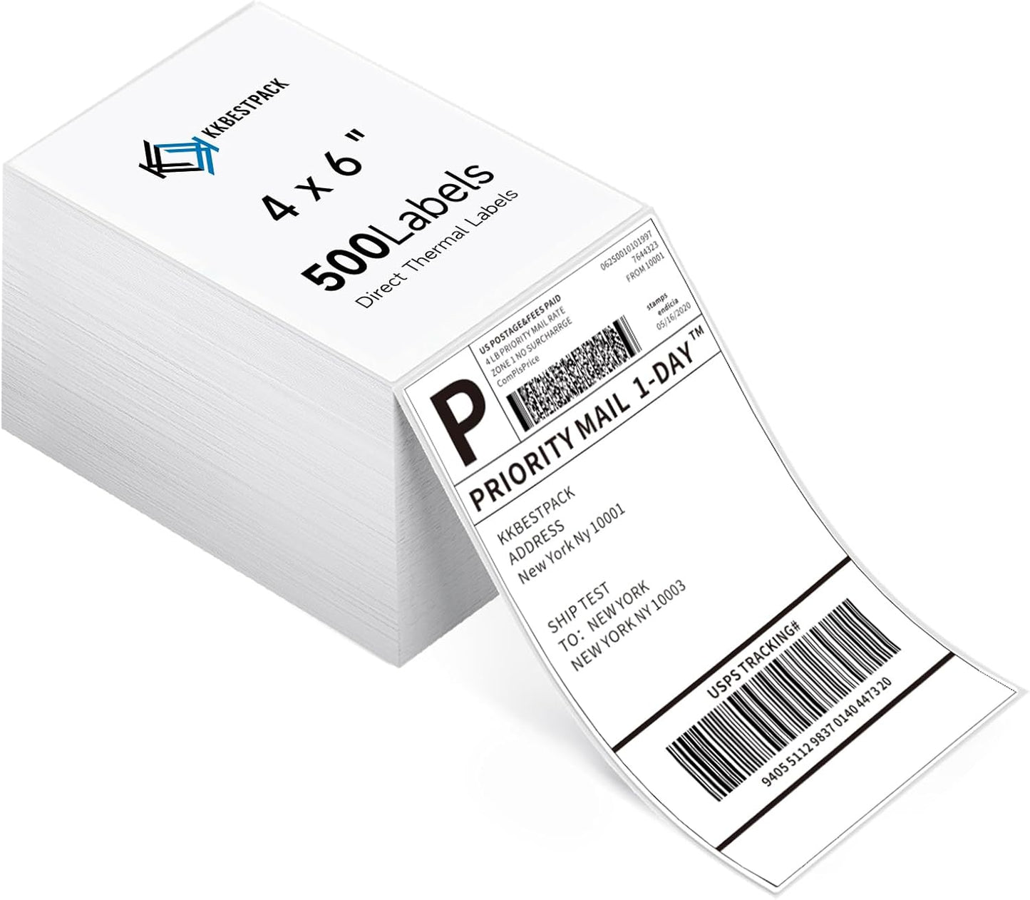 KKBESTPACK Fan Fold 4x6 Direct Thermal Shipping Labels (500 Labels)
