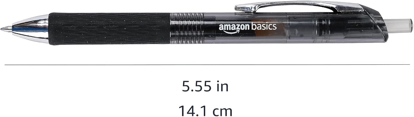 Amazon Basics Gel Pens Fine Point Smooth Writing Pens, Retractable, Black, 0.7mm, 12 Pack