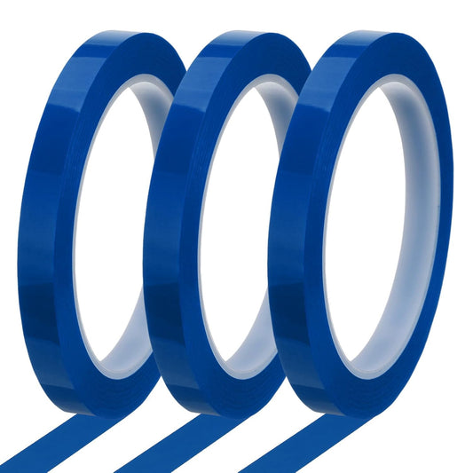 MECCANIXITY Whiteboard Tape 3/8" x 72 Yard Pinstripe Graphic Chart Line Grid Marking Tapes for Classroom Office Dry Erase Board Art, Blue, Pack of 3