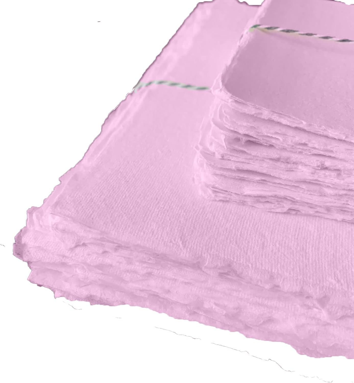 Handmade Cotton Paper with Deckle Edge Recycled Cotton Rag Mixed Media Card Stock for Watercolor, Writers, Invitations, Crafts (Baby Pink Color, 8x8 inch, 150gsm, 50 Pack)