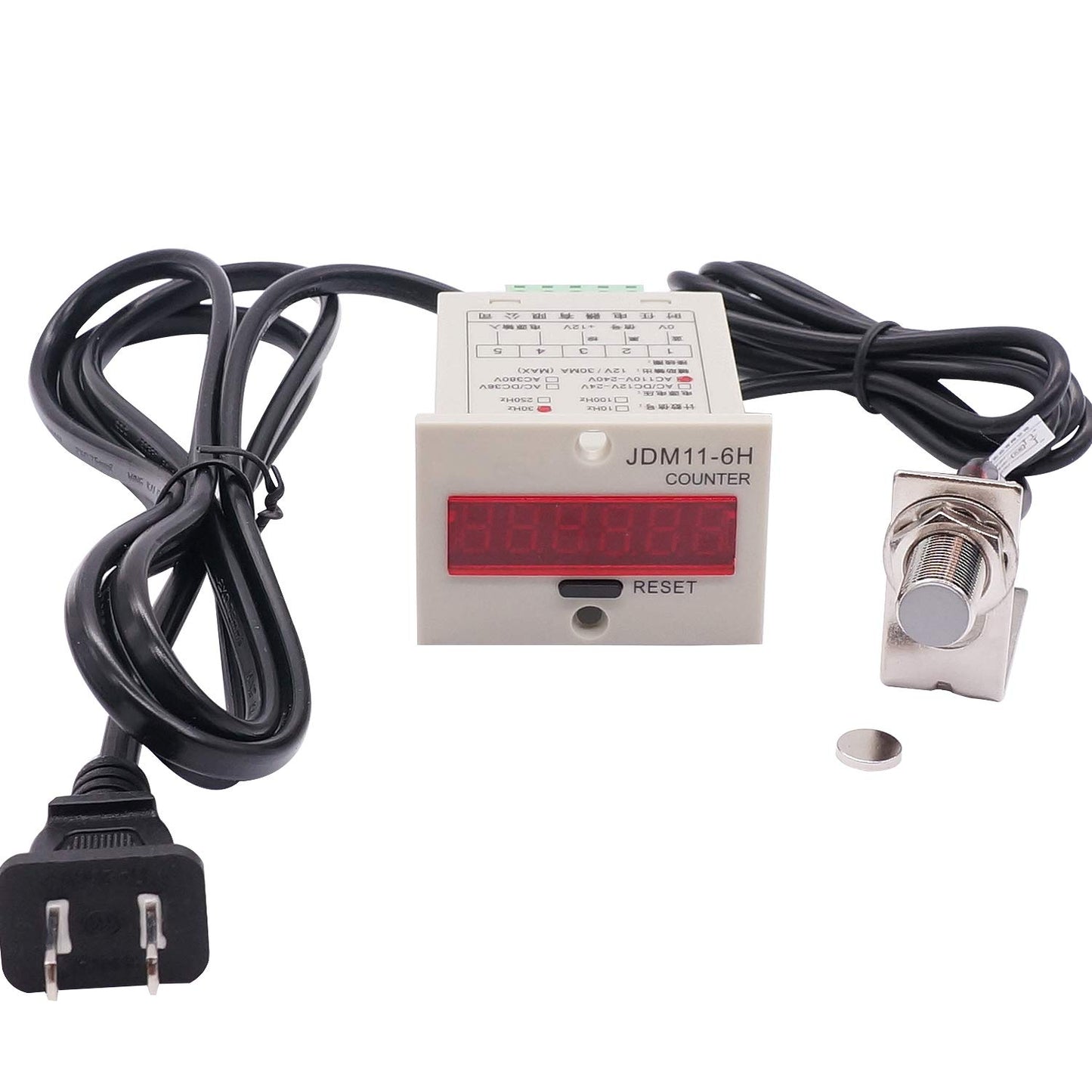 TWTADE/ 110-220VAC LED Auto Display Digital Counter 0-999999 6 Digits + Hall Proximity Sensor Switch Distance 10CM NPN NO + Holder US-JSQ+GD+CT 10mm