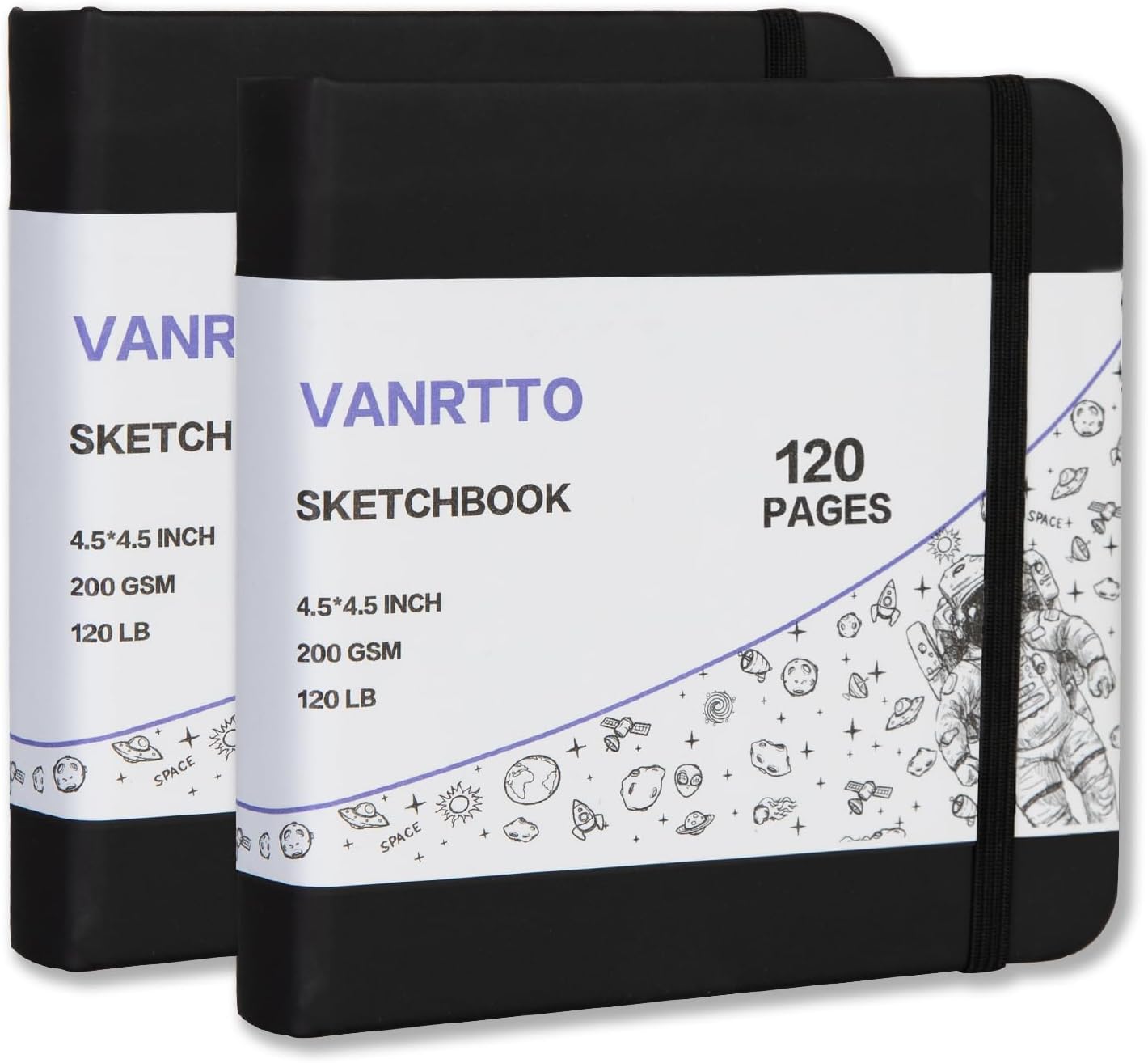 VANRTTO Hardcover Square Sketch Book, 120lb/200GSM Sketchbook Thick Drawing Paper for Marker Watercolor Mixed Media, Drawing Notebook, Art Journal, 60 Sheets/120 Pages 4.5x4.5 Inch Sketch Pad 2 Pack