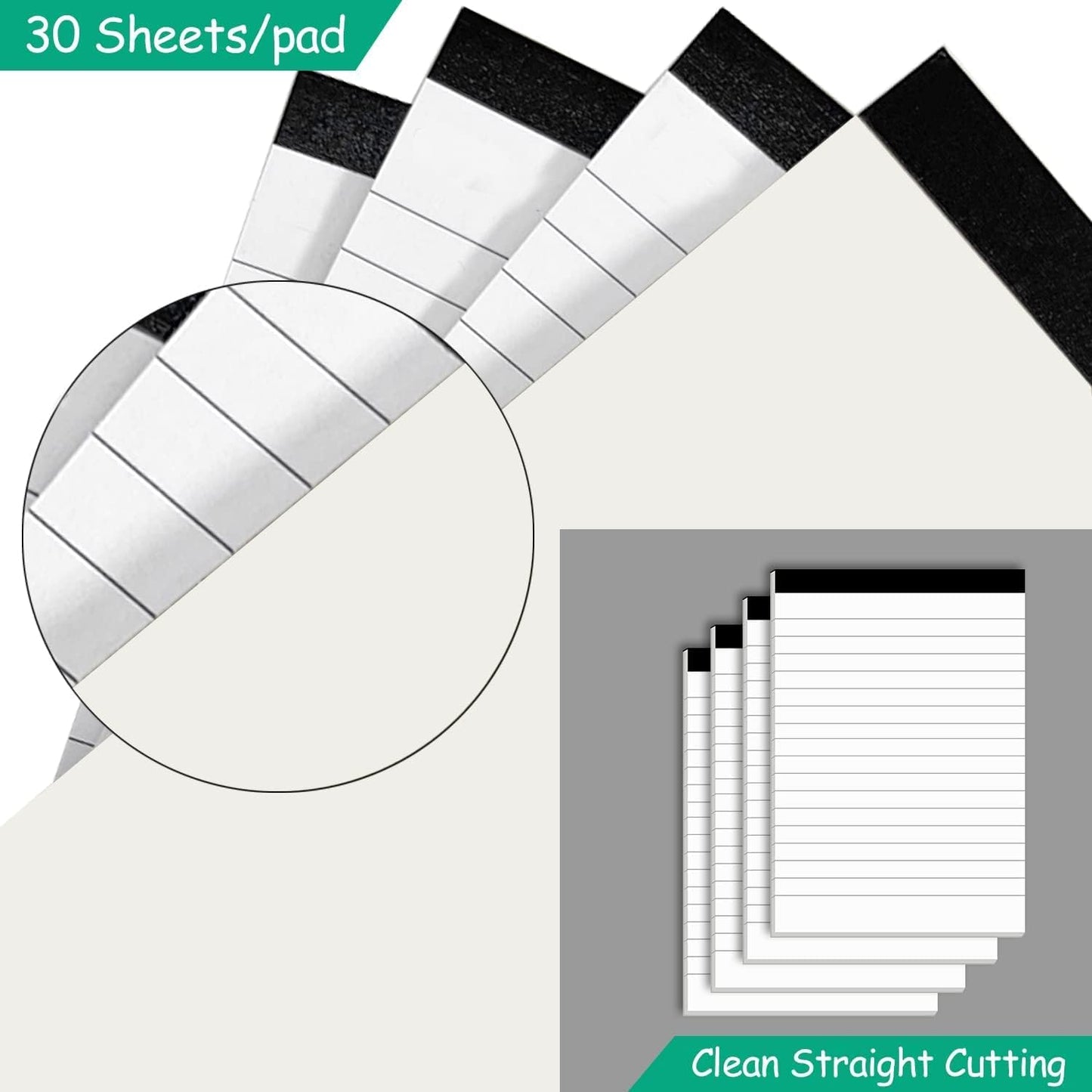 Notepad for Daily Planning and Organization of Work – 4 x 6-inches Lined Paper – Thick Bright White Paper – 30 Pages – Note Pads Ruled Pages – Pack of 30