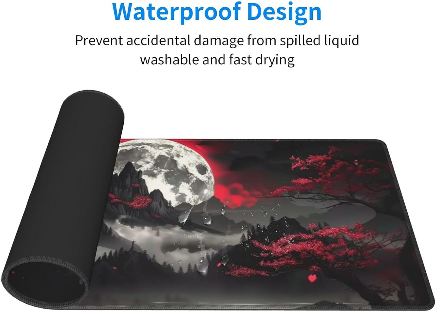 Extended Gaming Mouse Pad, Large Gaming Mouse Waterproof with Stitched Edges, Non-Slip Desktop Pad for Home and Office, Level Up Your 31.5x11.8 Inch… (Dark Night)